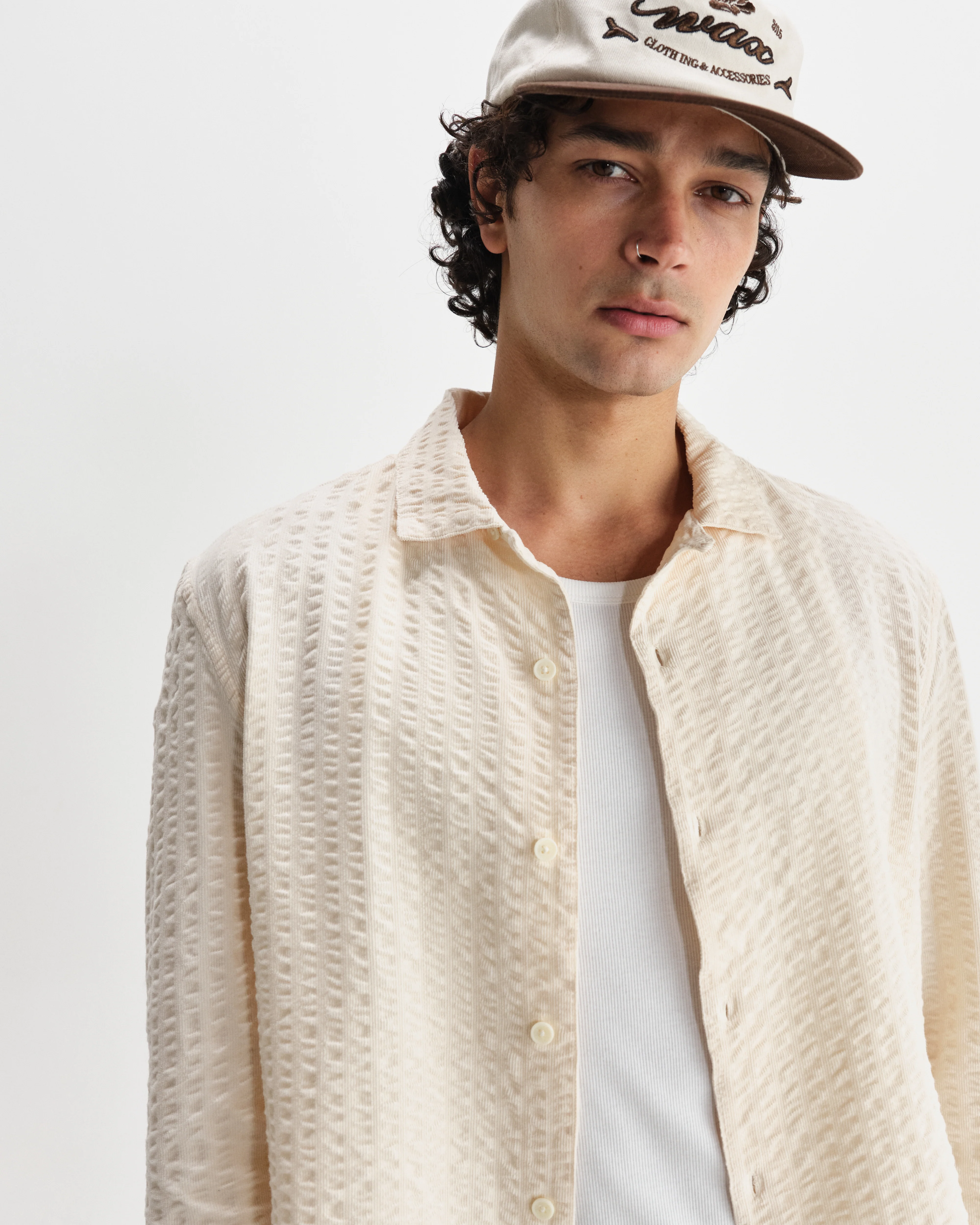 Corey - Stone Seersucker Corduroy Shirt - Image 3