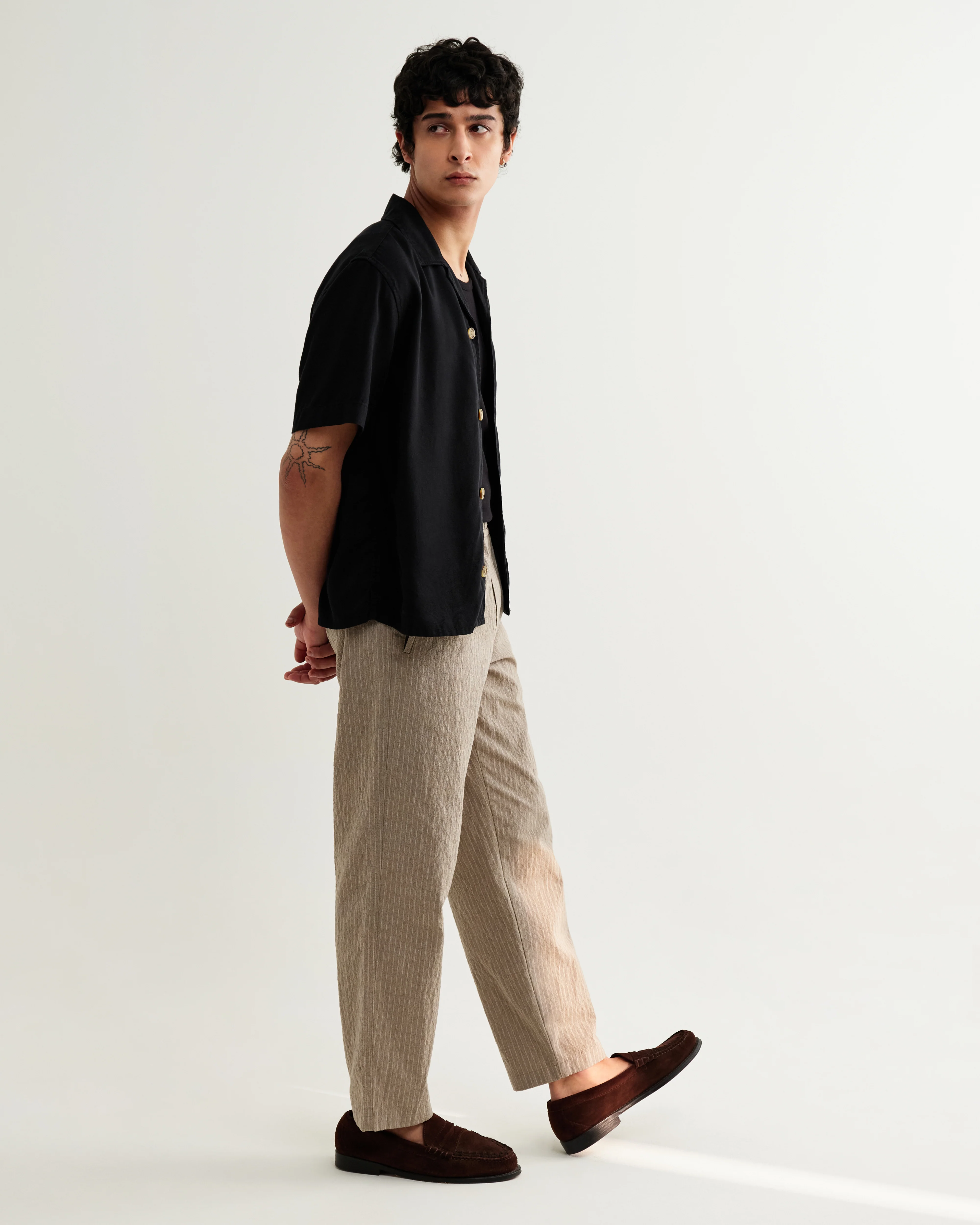 Curzon - Black Lyocell Twill Short-Sleeve Shirt - Image 6
