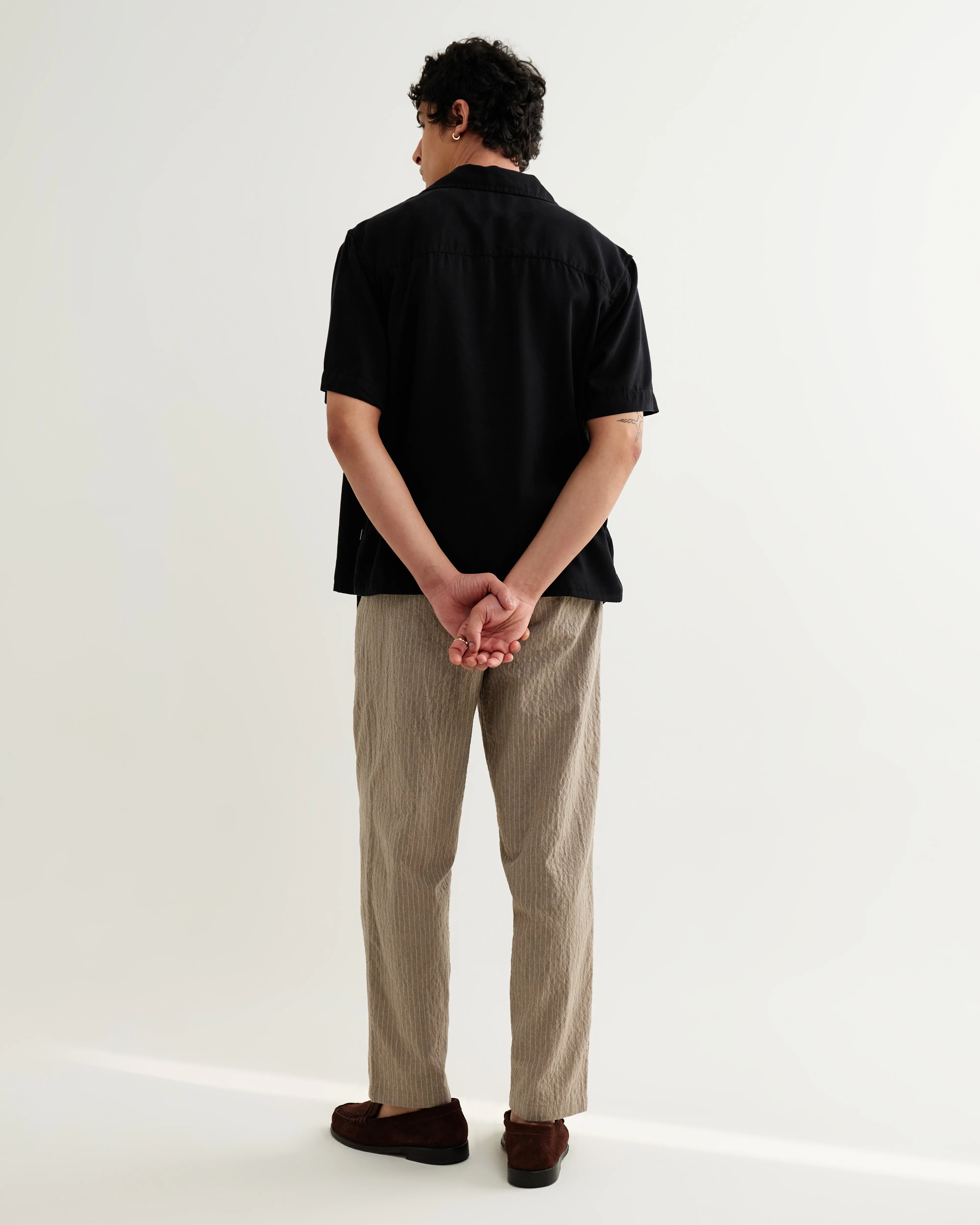 Curzon - Black Lyocell Twill Short-Sleeve Shirt - Image 7