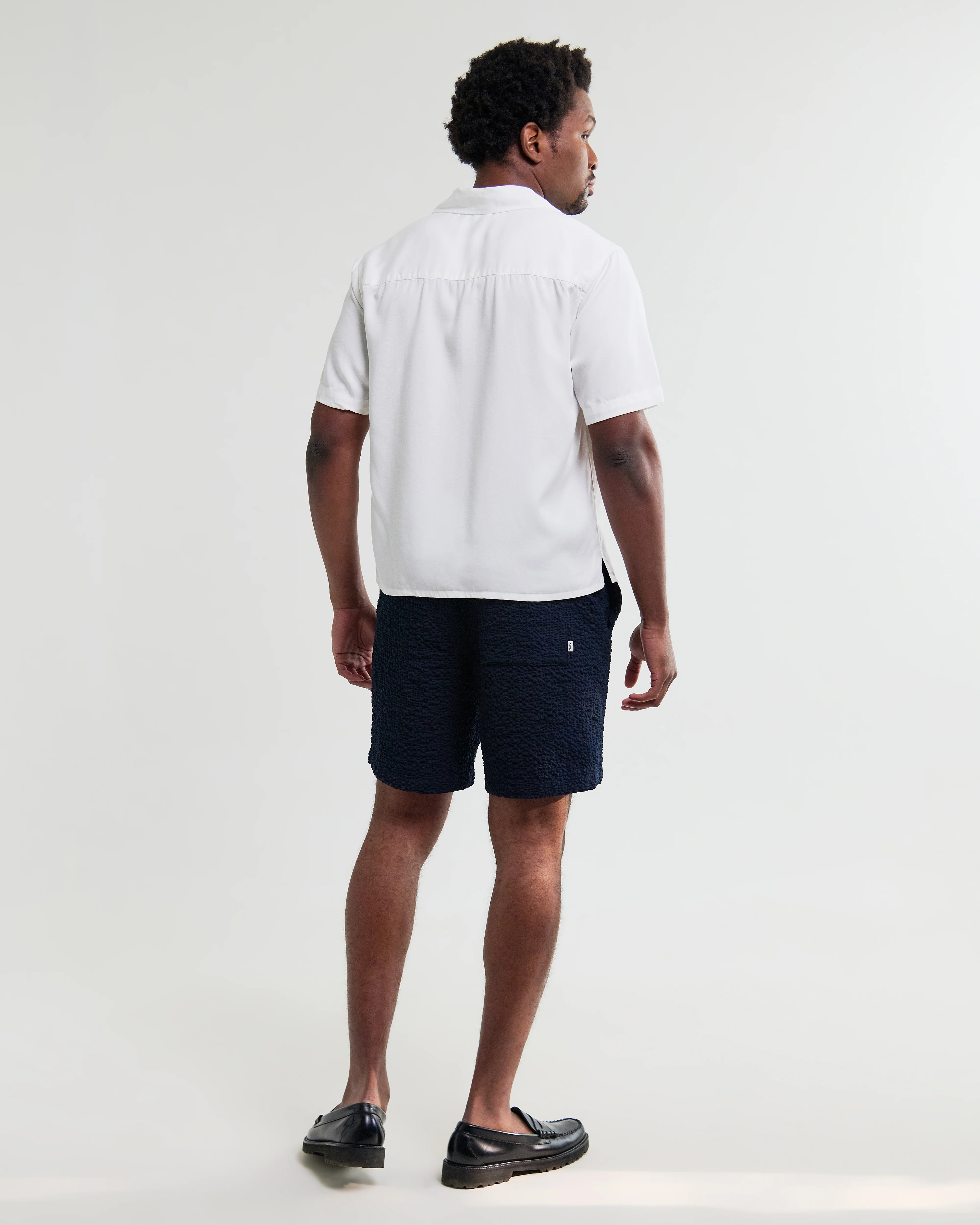 Curzon - Off White Lyocell Twill Short-Sleeve Shirt - Image 6