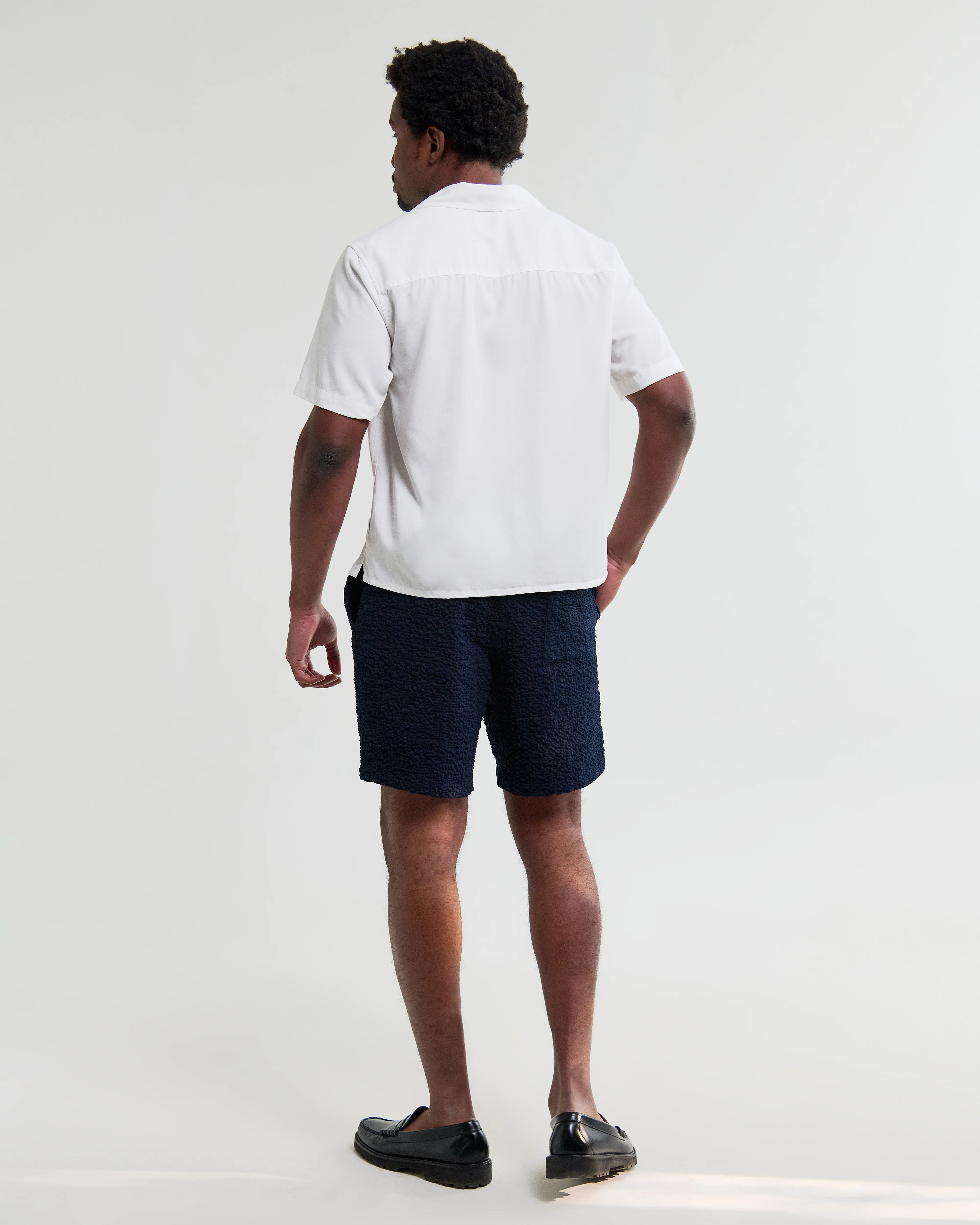 Curzon - Off White Lyocell Twill Short-Sleeve Shirt - Image 8