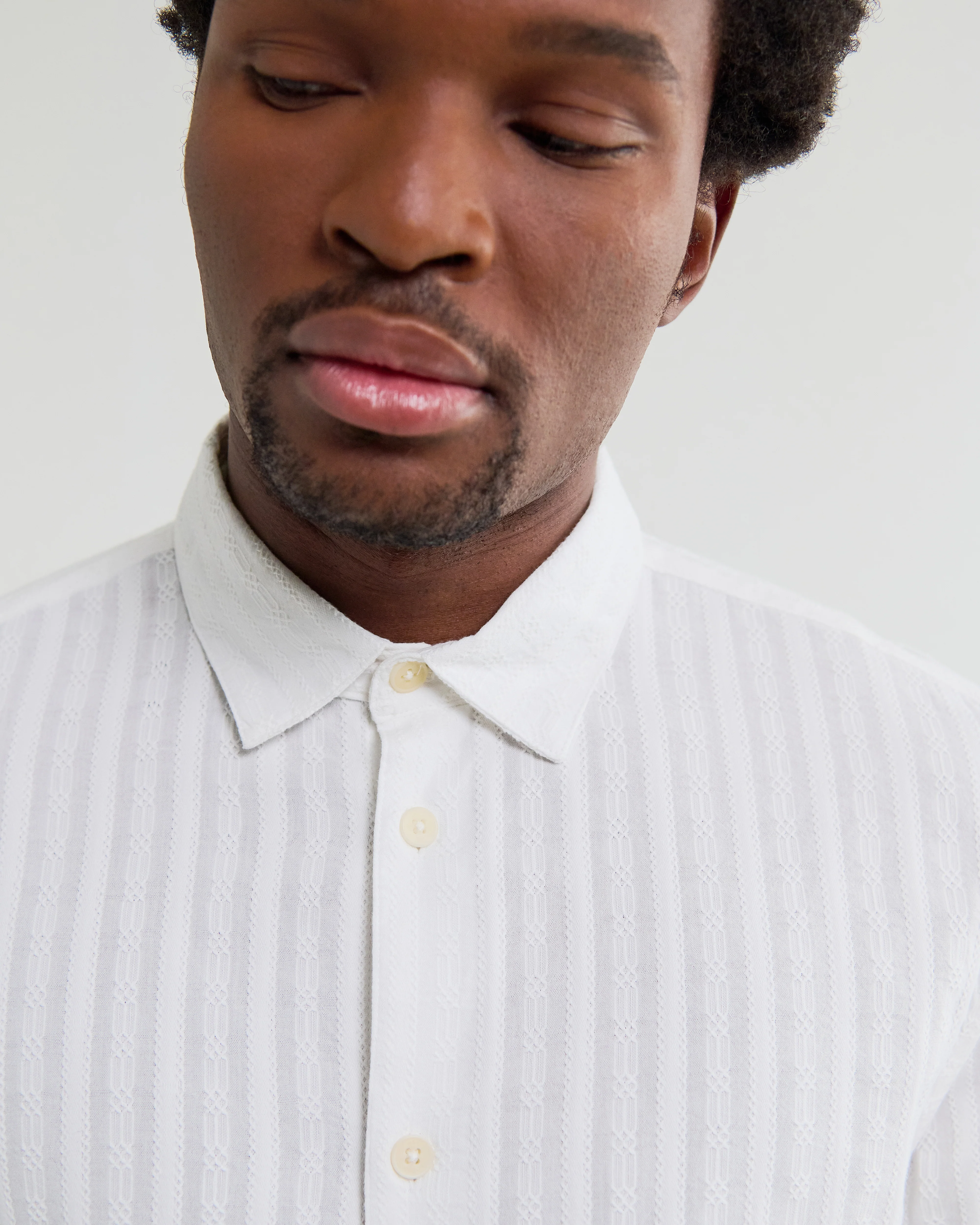 Dartford - White Dobby Stripe Organic Cotton Shirt - Image 4