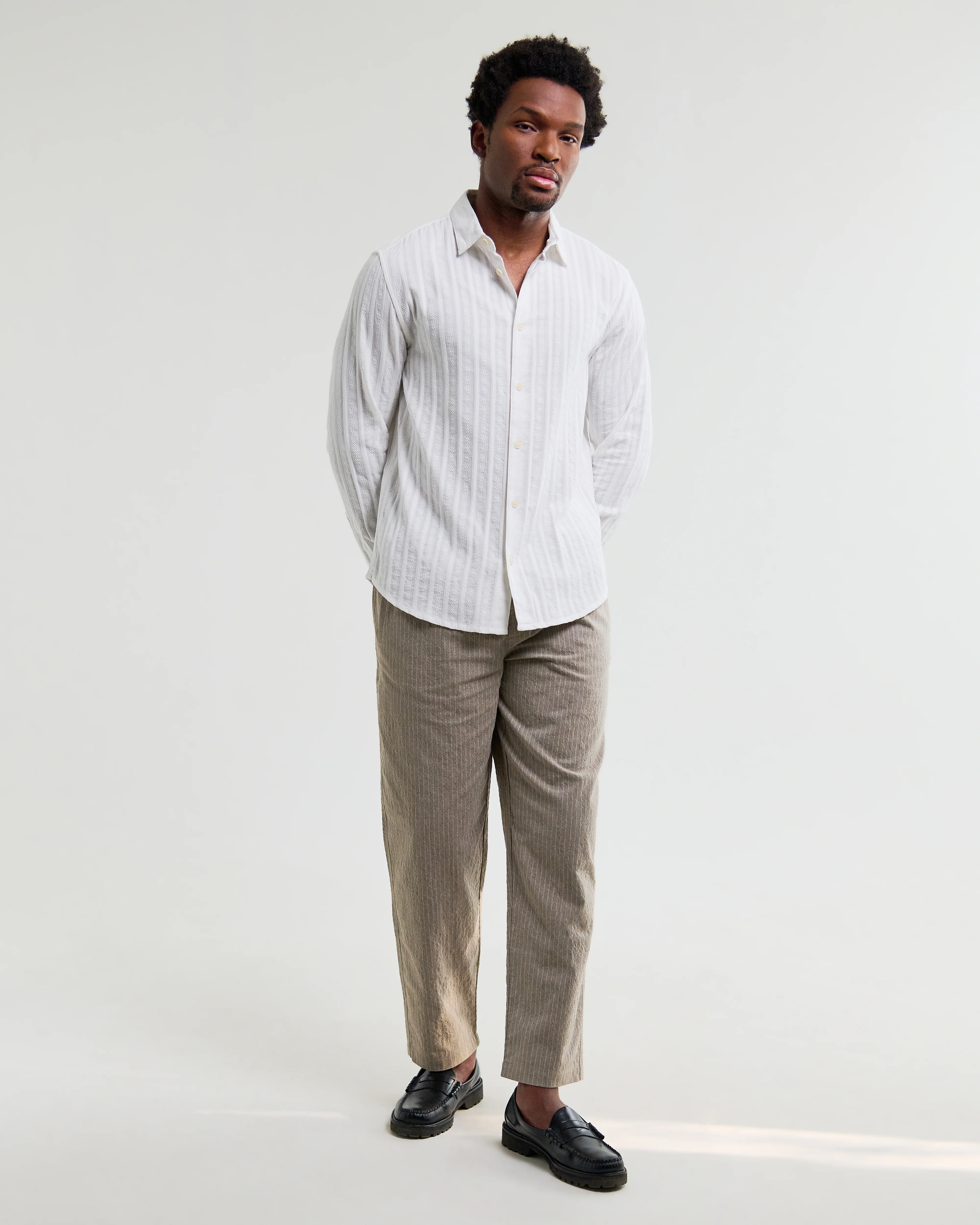 Dartford - White Dobby Stripe Organic Cotton Shirt - Image 5