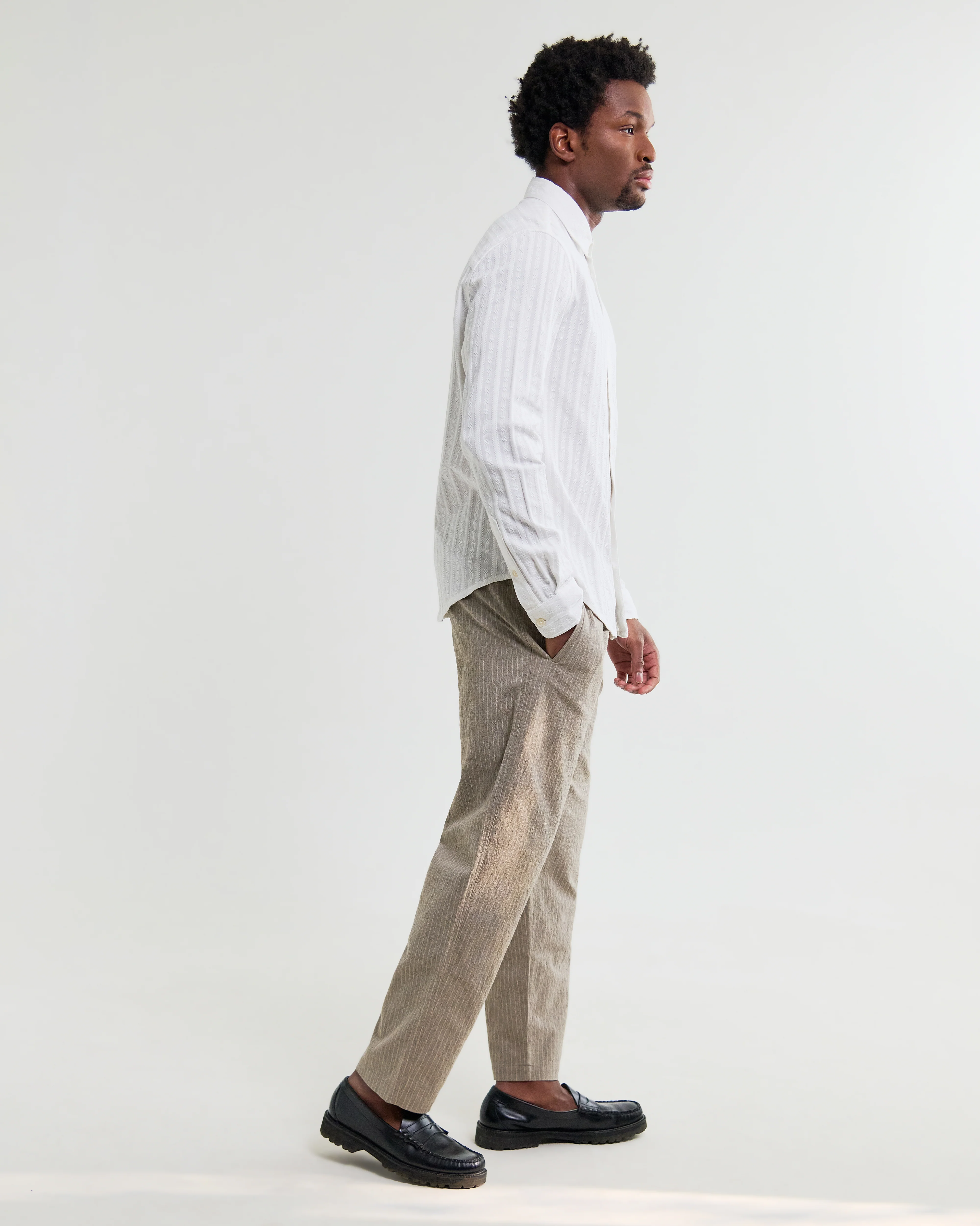 Dartford - White Dobby Stripe Organic Cotton Shirt - Image 6