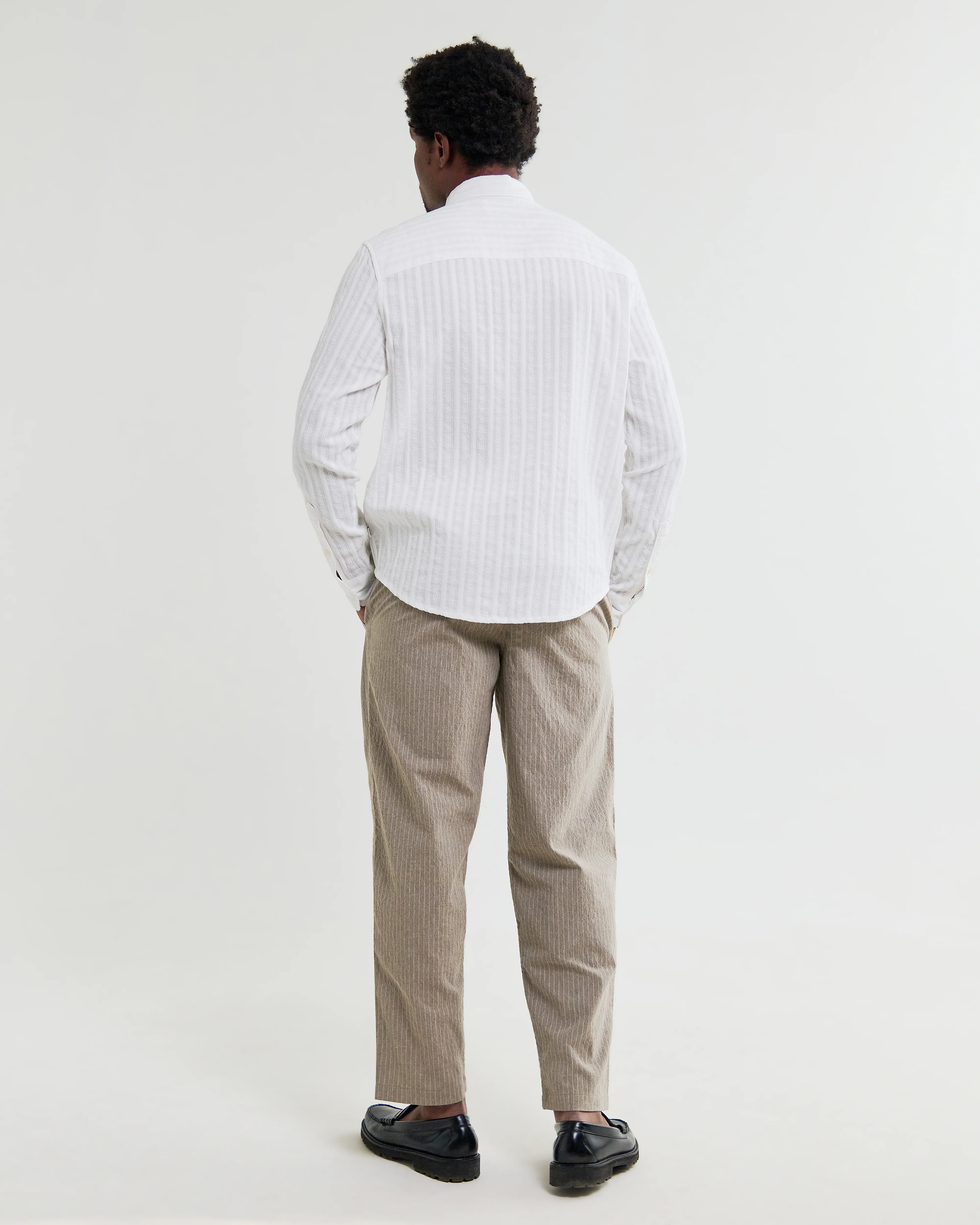 Dartford - White Dobby Stripe Organic Cotton Shirt - Image 7
