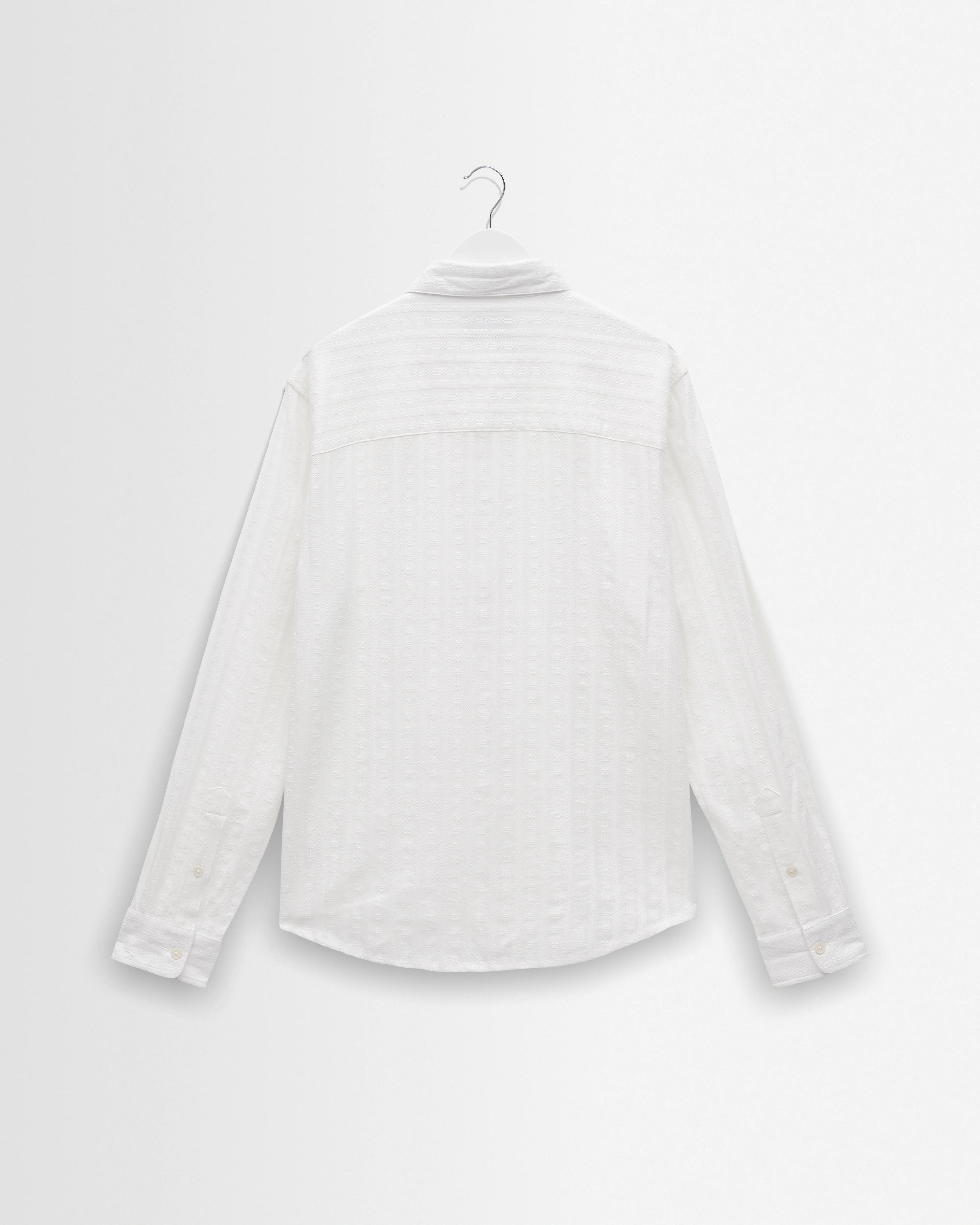 Dartford - White Dobby Stripe Organic Cotton Shirt - Image 9