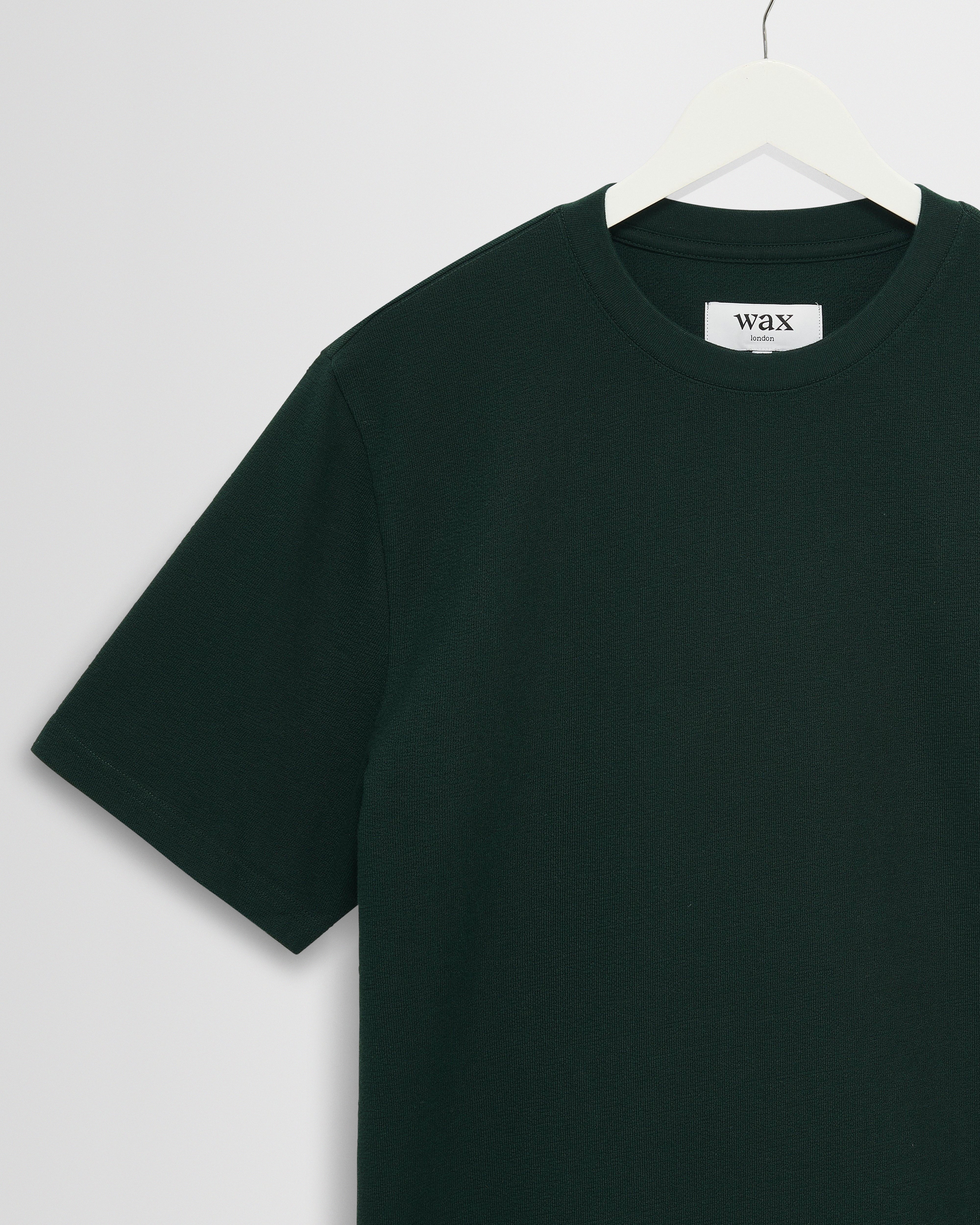 Dean - Bottle Green Textured Organic Cotton T-Shirt - Image 7