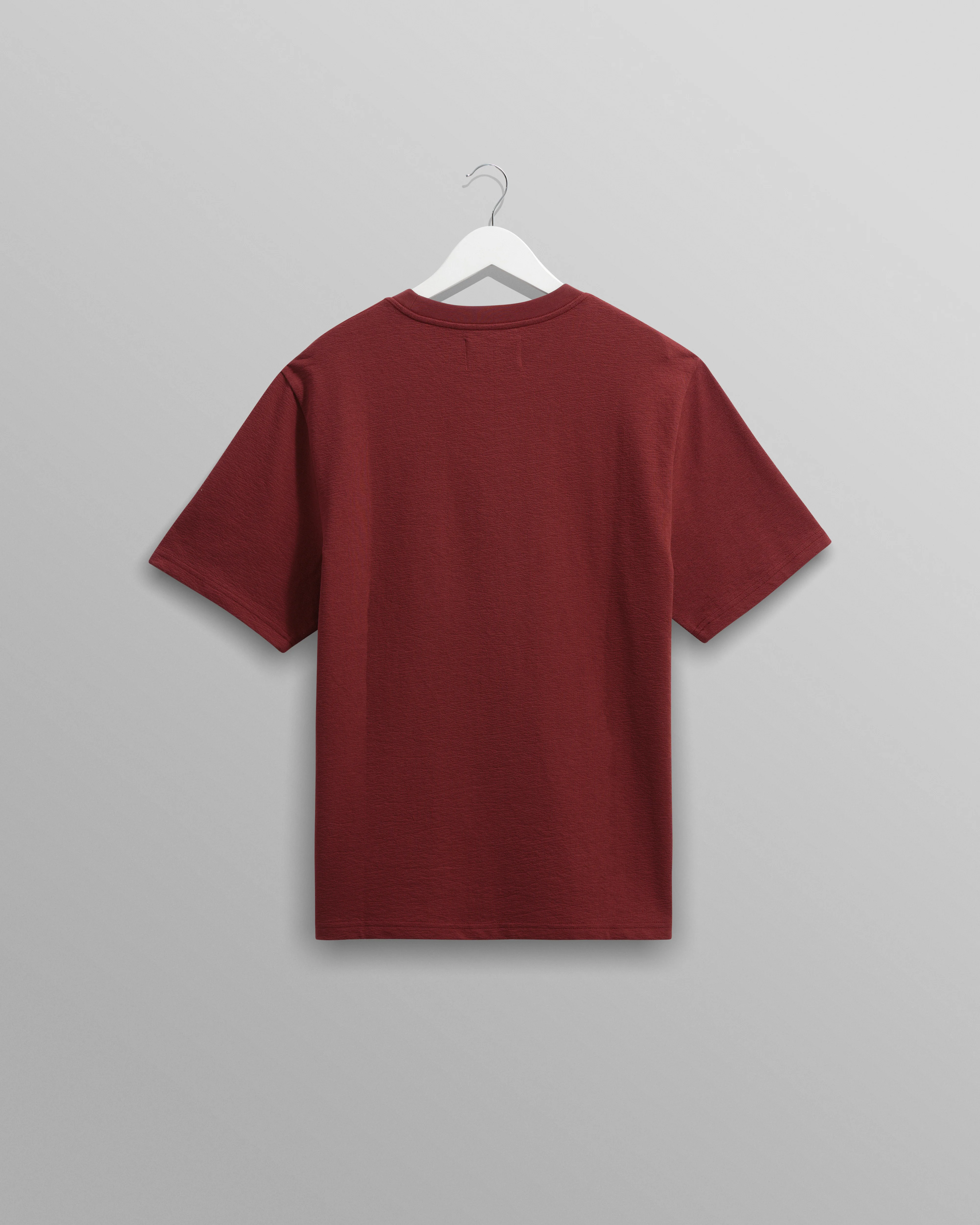 Dean - Burgundy Textured Organic Cotton T-Shirt - Image 8