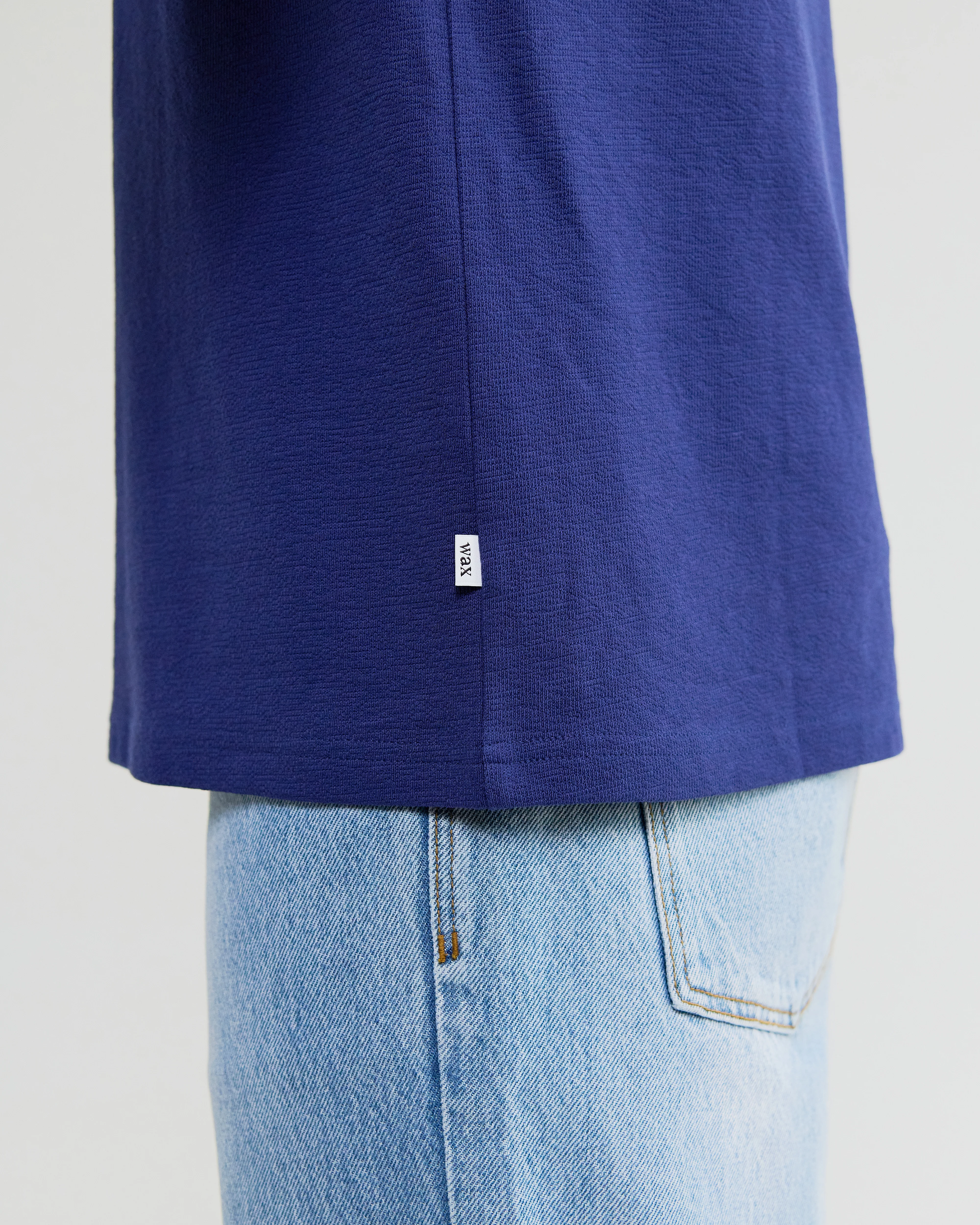 Dean - Cobalt Blue Textured Organic Cotton T-Shirt - Image 3