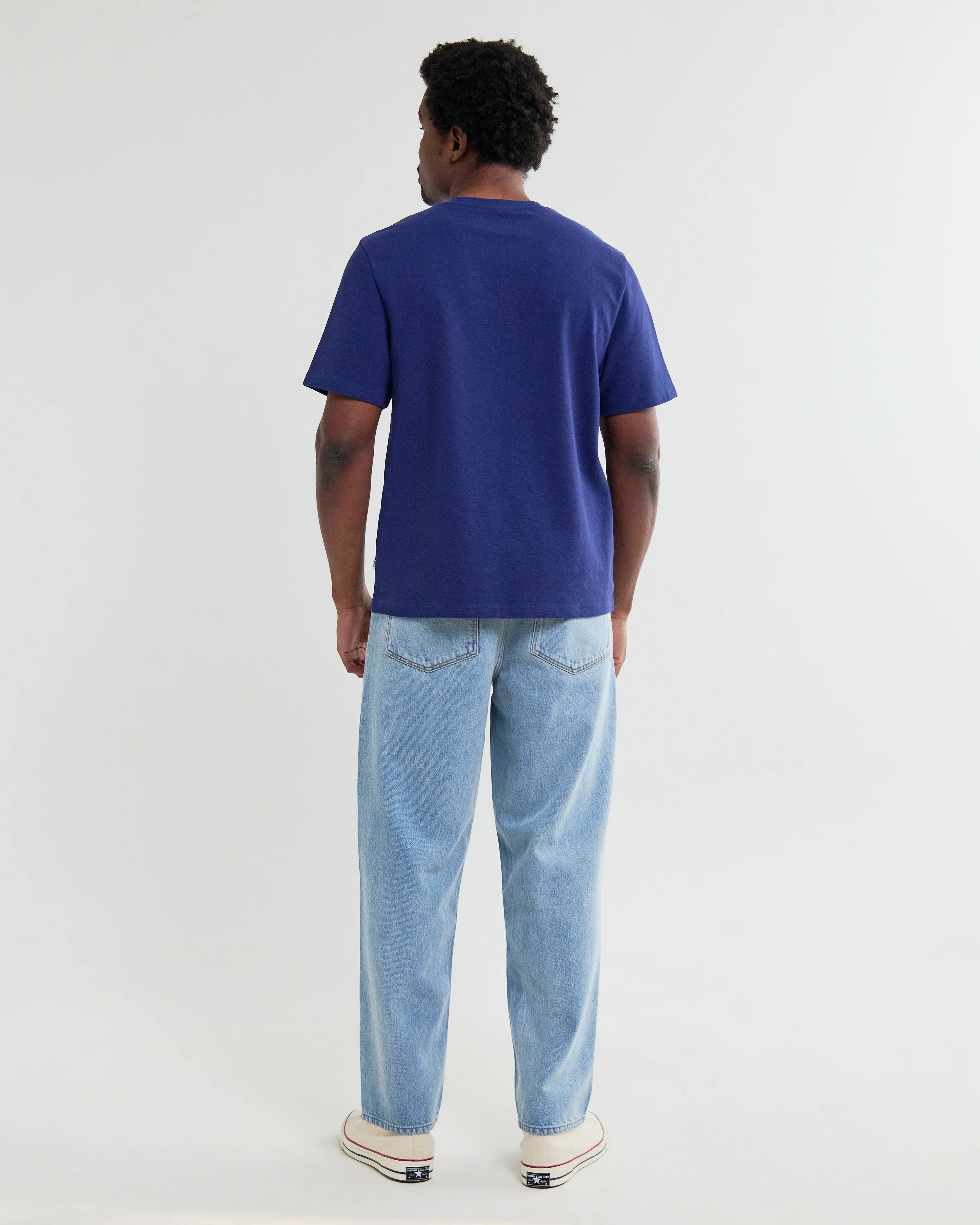 Dean - Cobalt Blue Textured Organic Cotton T-Shirt - Image 5
