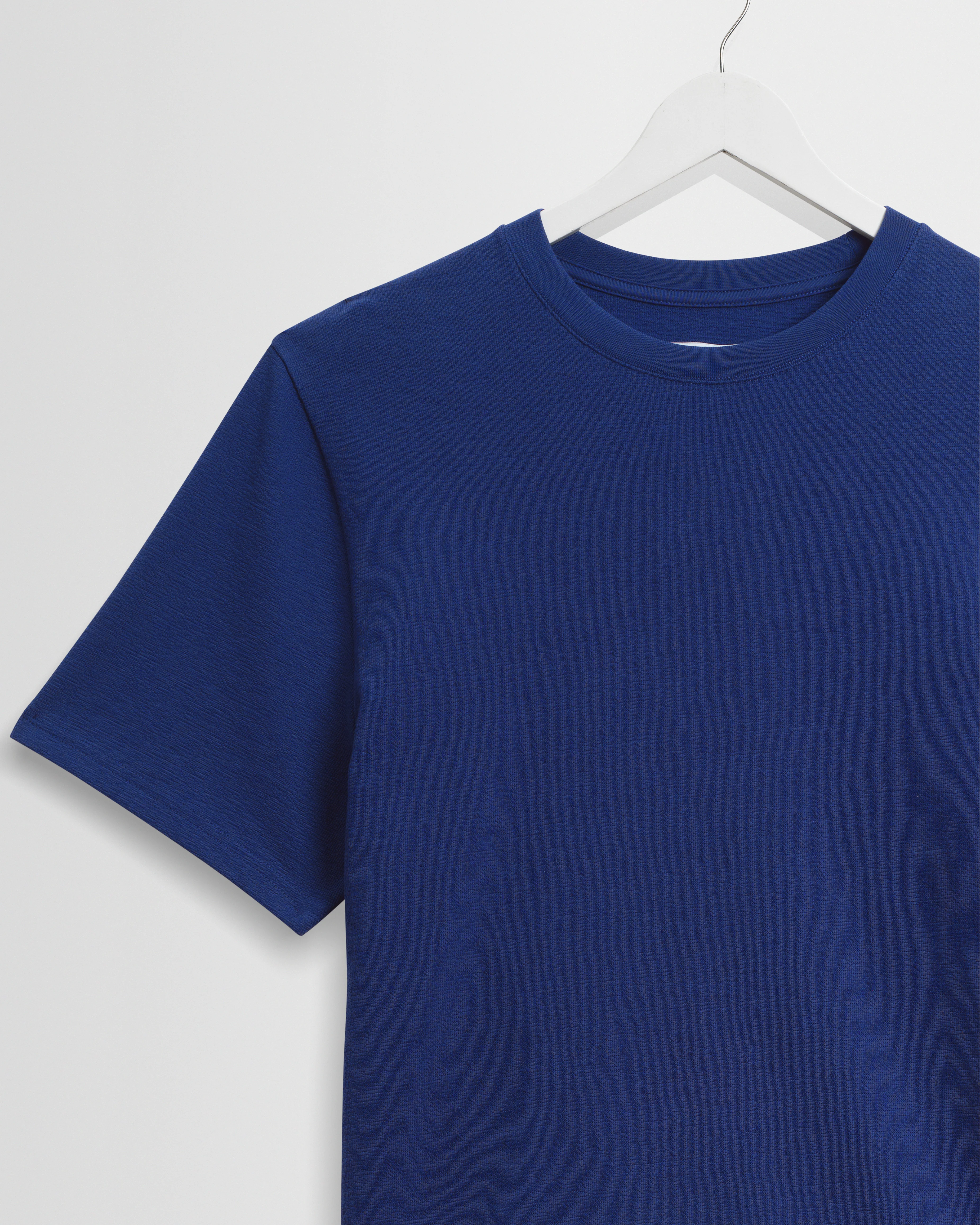 Dean - Cobalt Blue Textured Organic Cotton T-Shirt - Image 6