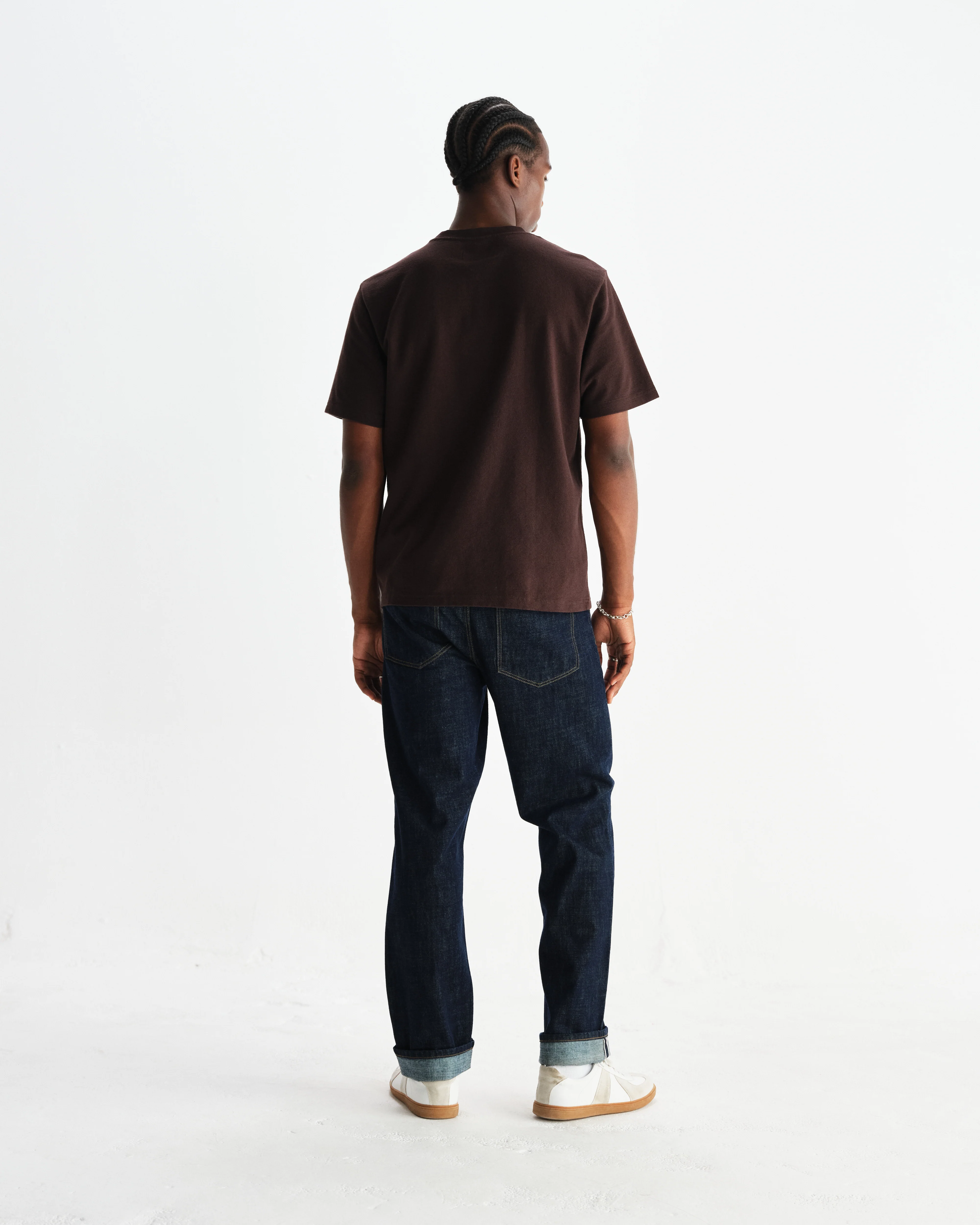 Dean - Dark Brown Textured Organic Cotton T-Shirt - Image 6