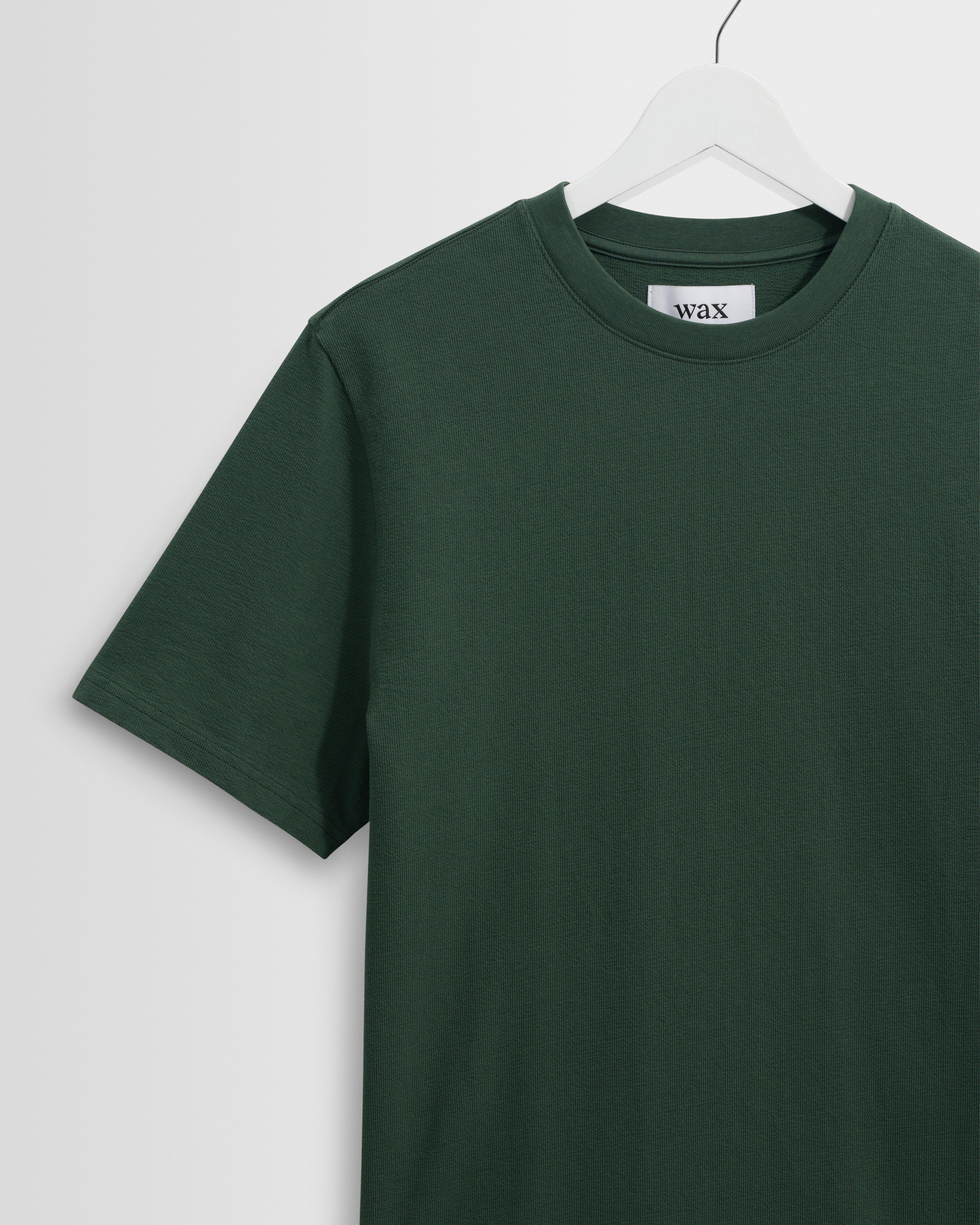 Dean - Dark Green Textured Organic Cotton T-Shirt - Image 7