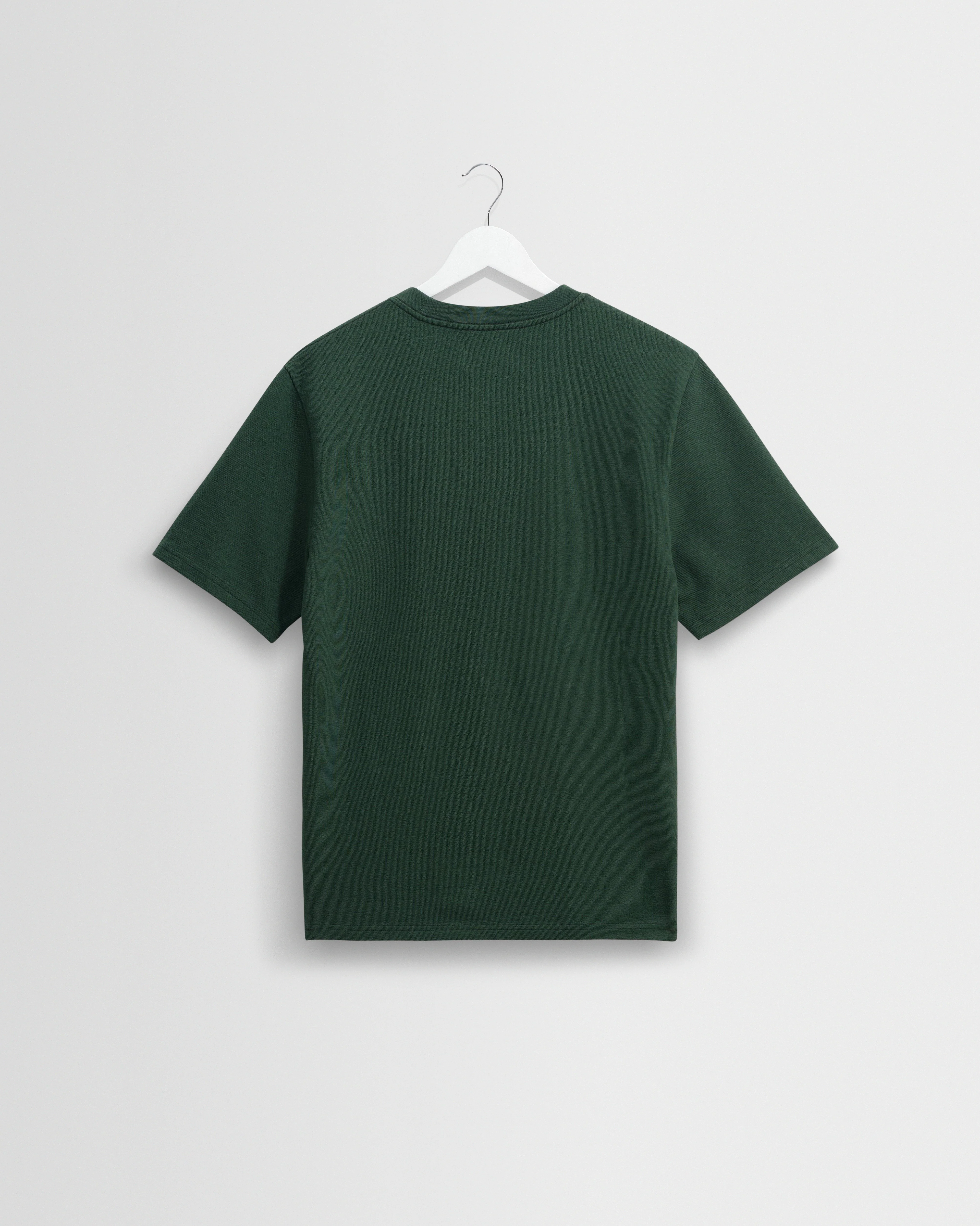 Dean - Dark Green Textured Organic Cotton T-Shirt - Image 8