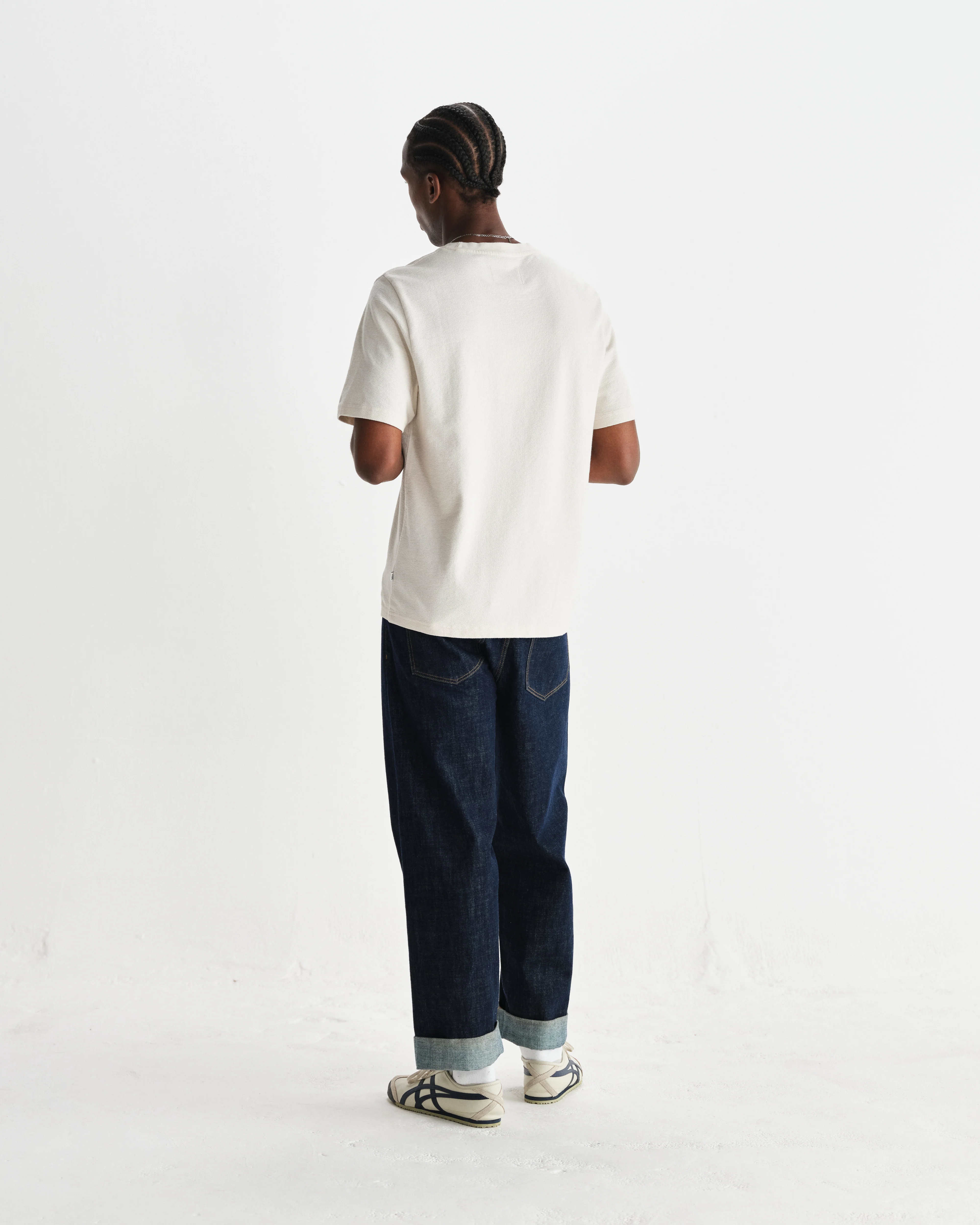 Dean - Ecru Textured Organic Cotton T-Shirt - Image 6