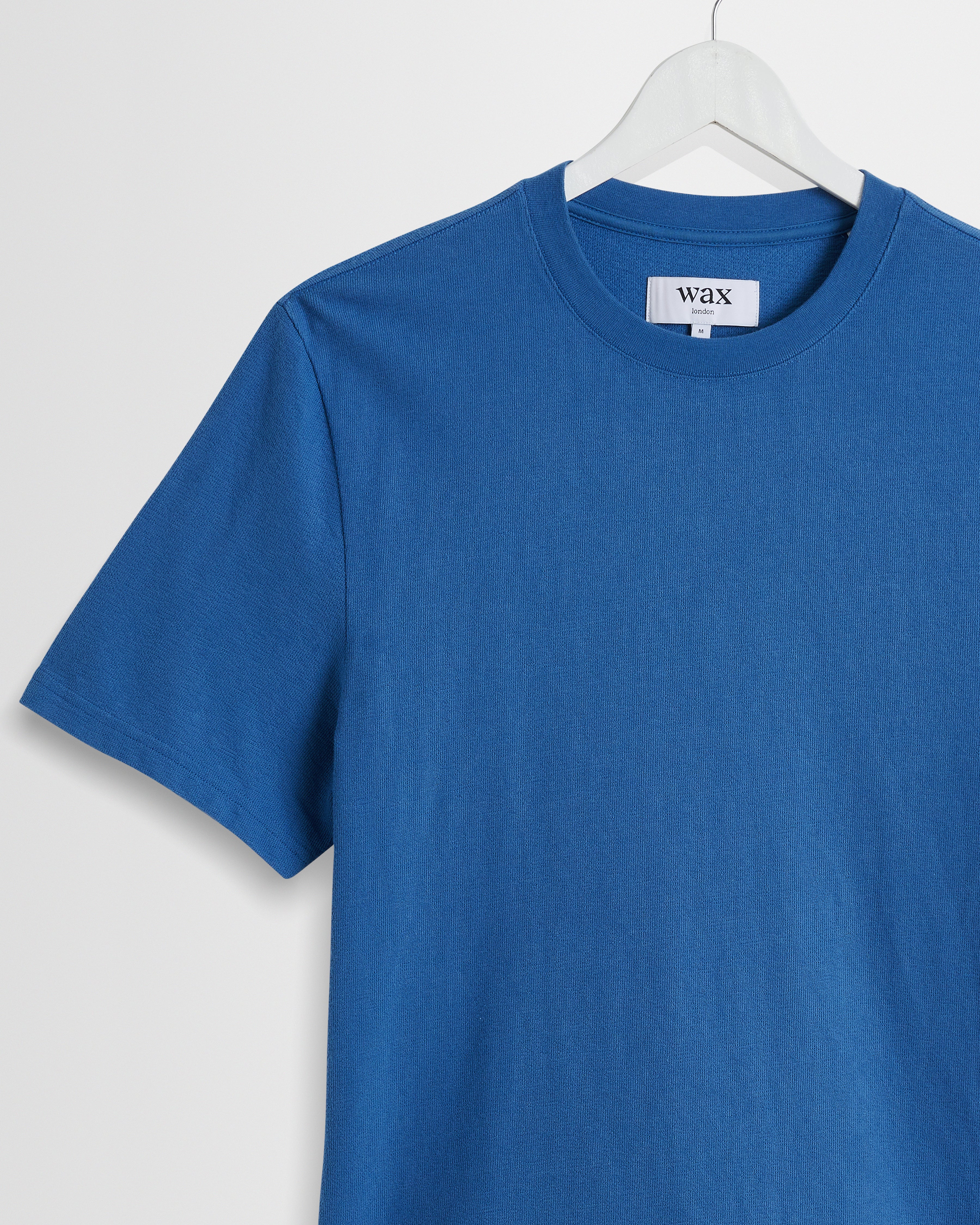 Dean - French Blue Textured Organic Cotton T-Shirt - Image 7