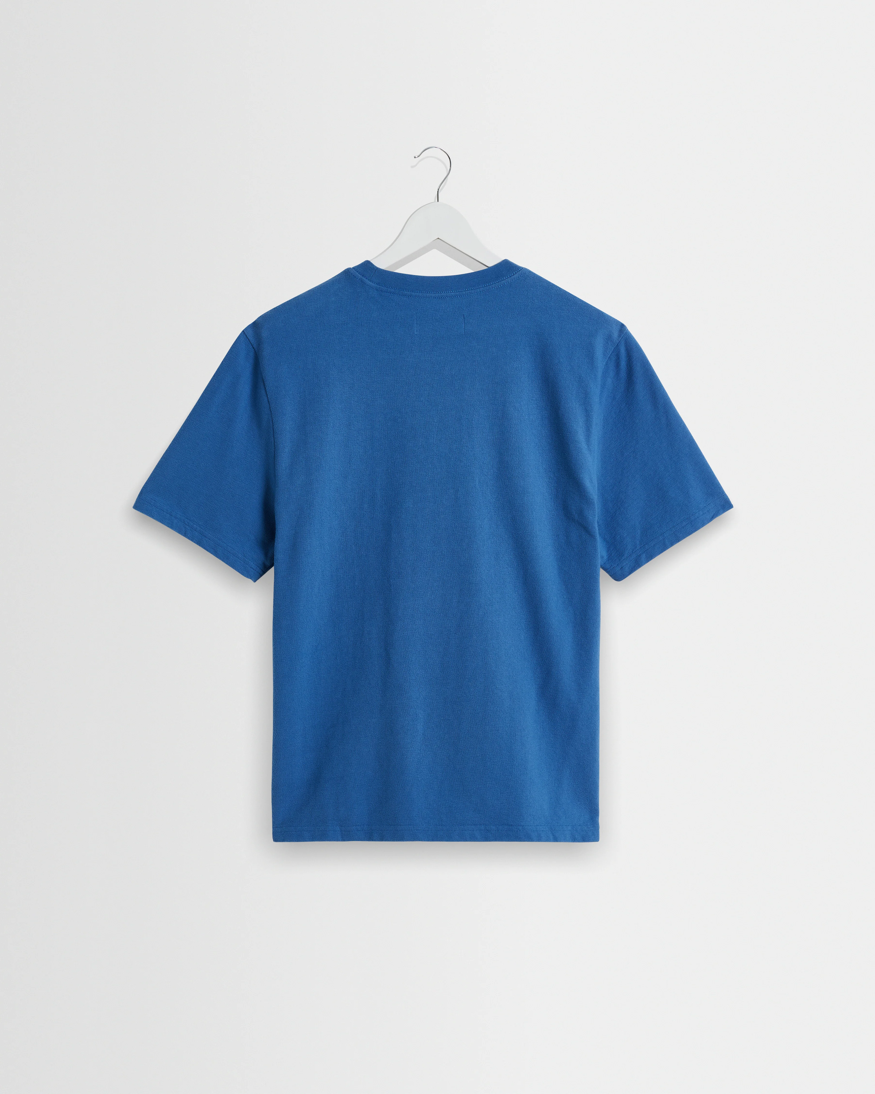 Dean - French Blue Textured Organic Cotton T-Shirt - Image 8
