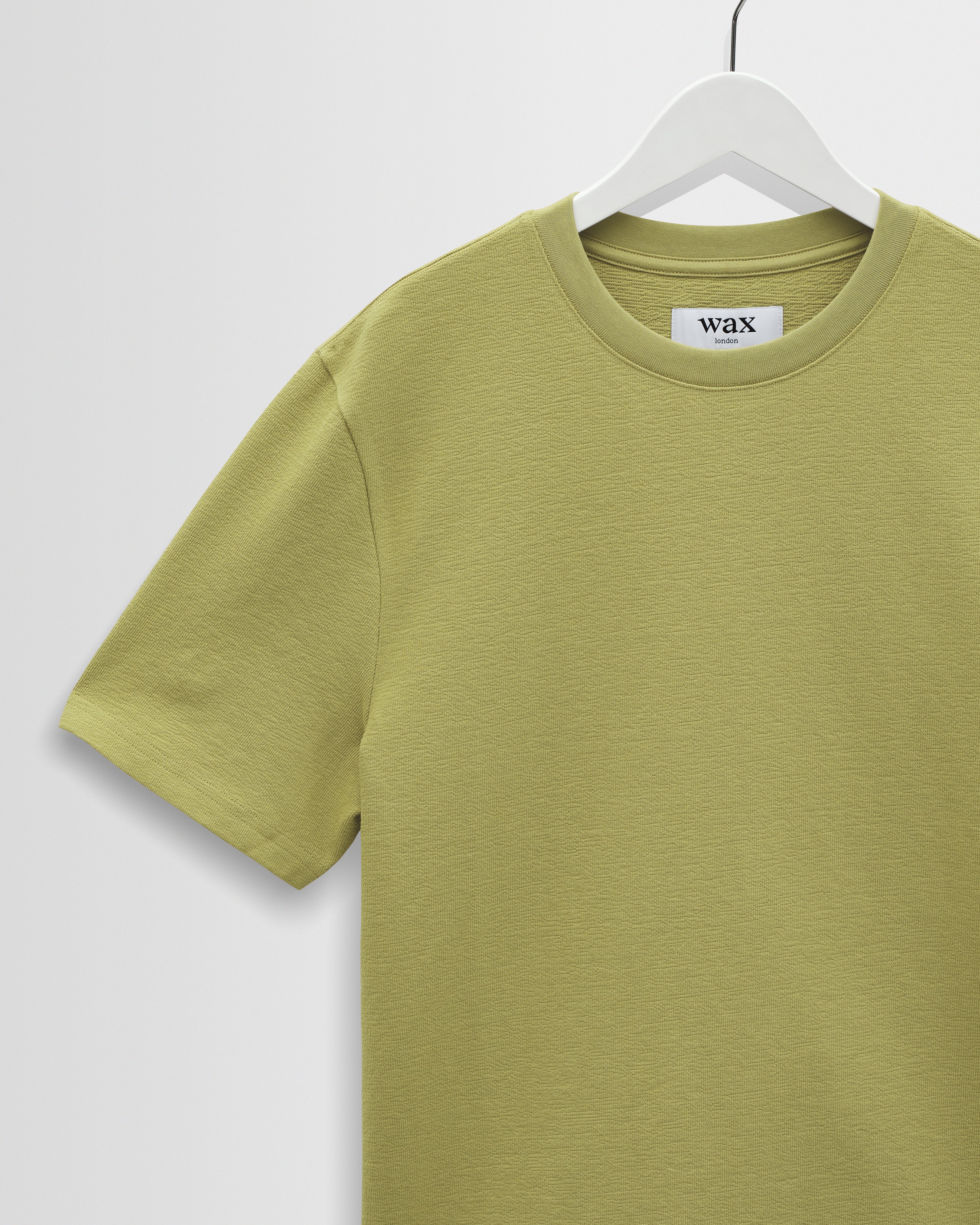 Dean - Lime Khaki Textured Organic Cotton T-Shirt - Image 7