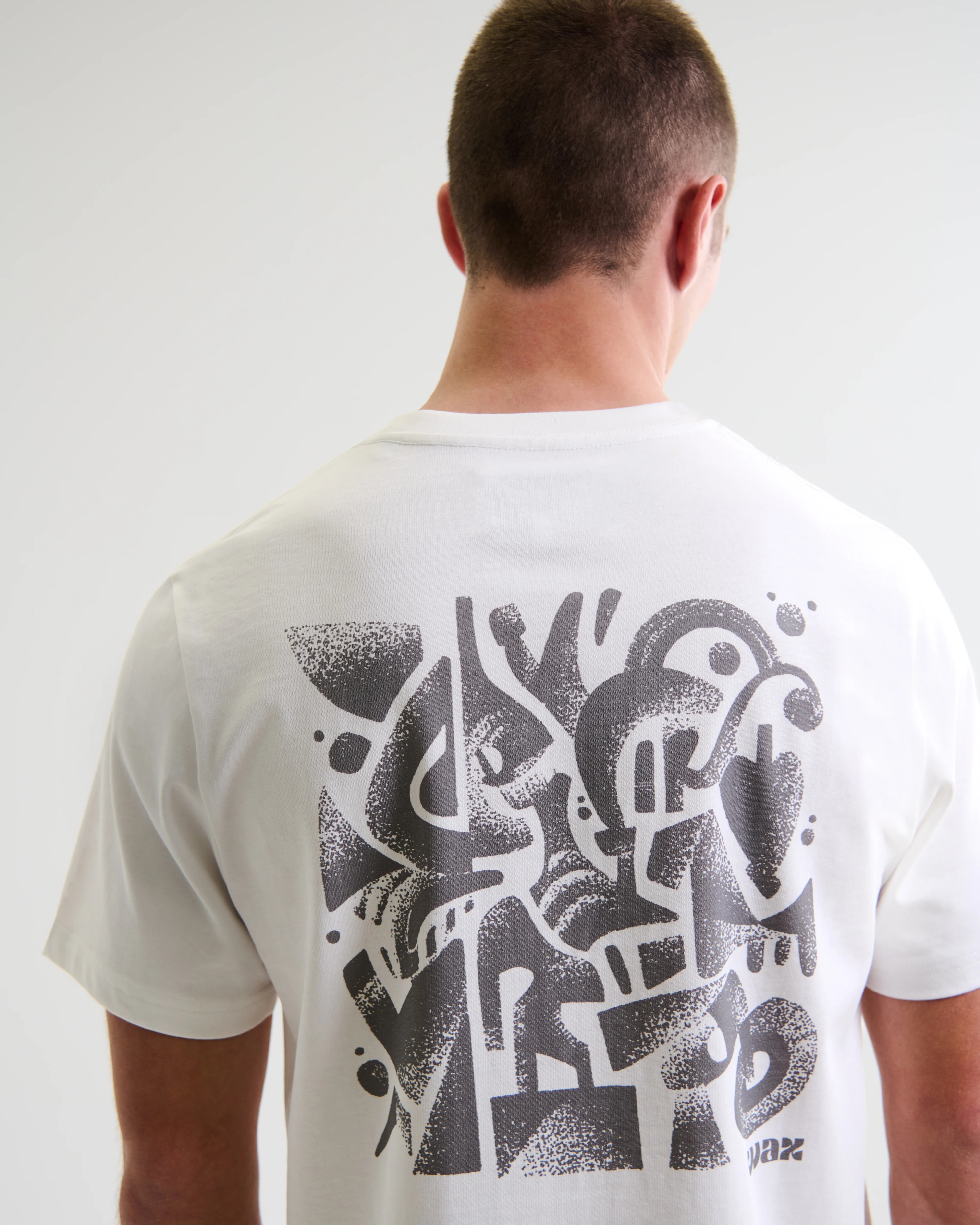 Dean - Off-White And Charcoal 90s Doodle Graphic Cotton T-Shirt - Image 3