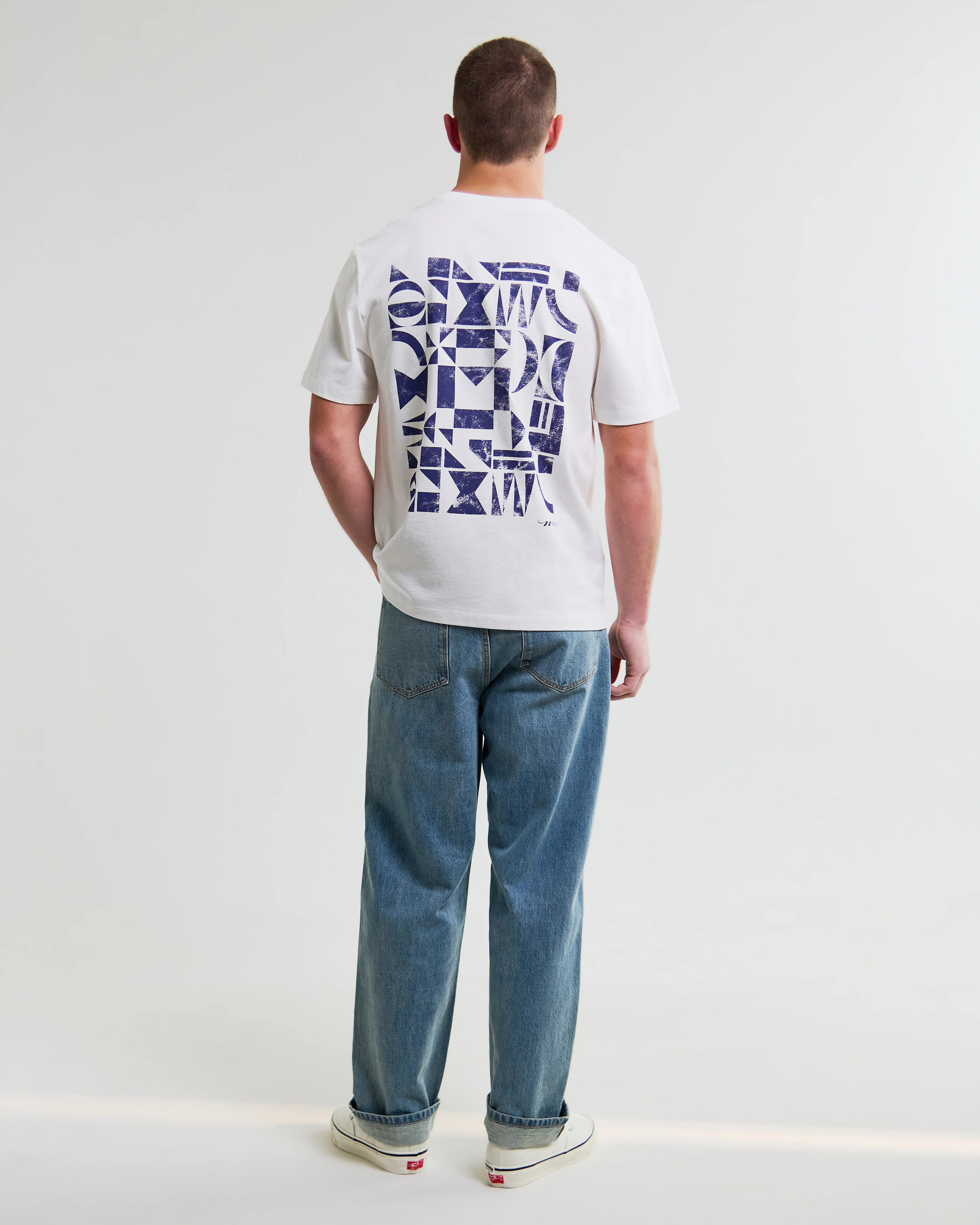 Dean - Off White Geometric Repeat T-Shirt - Image 2