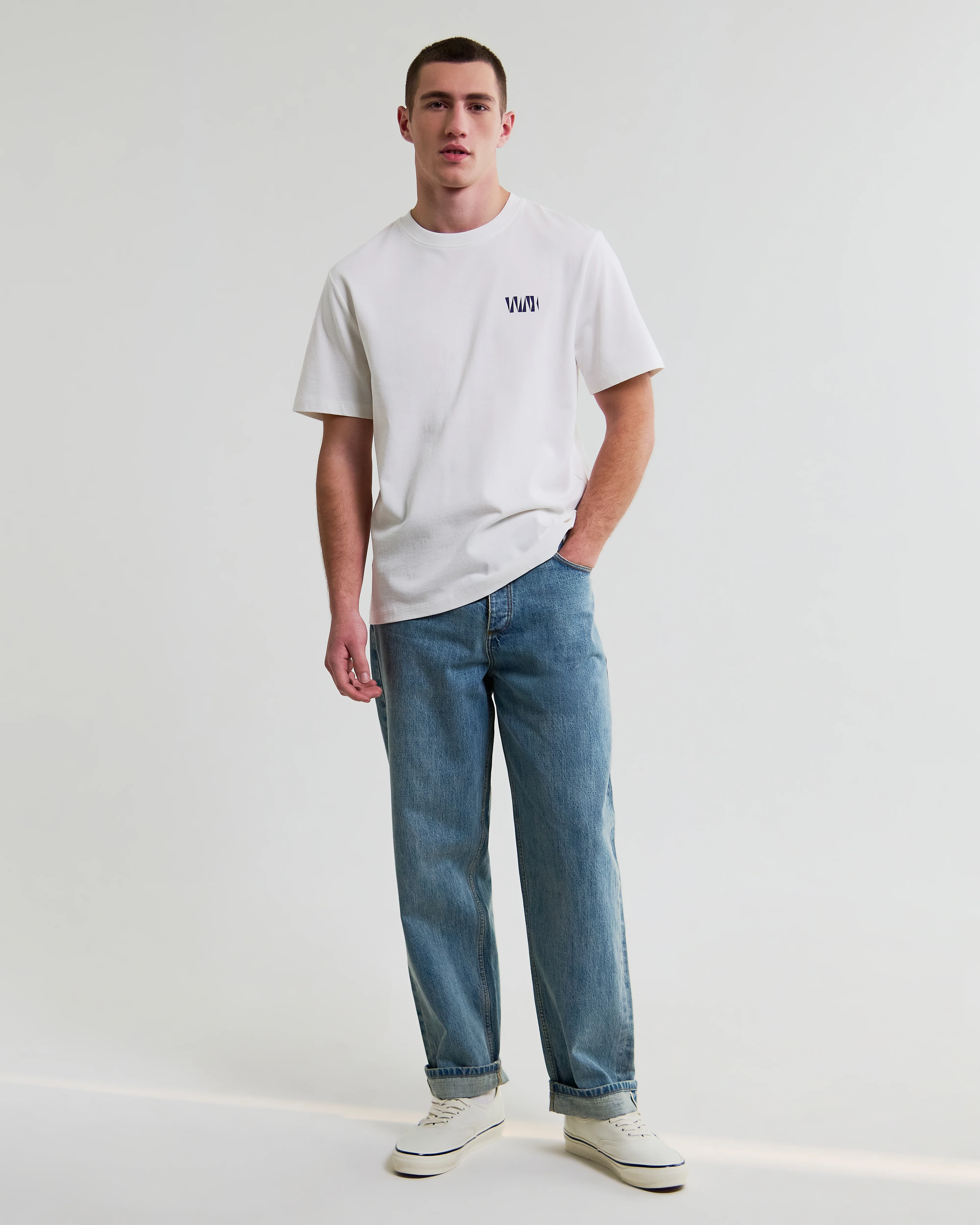 Dean - Off White Geometric Repeat T-Shirt - Image 5