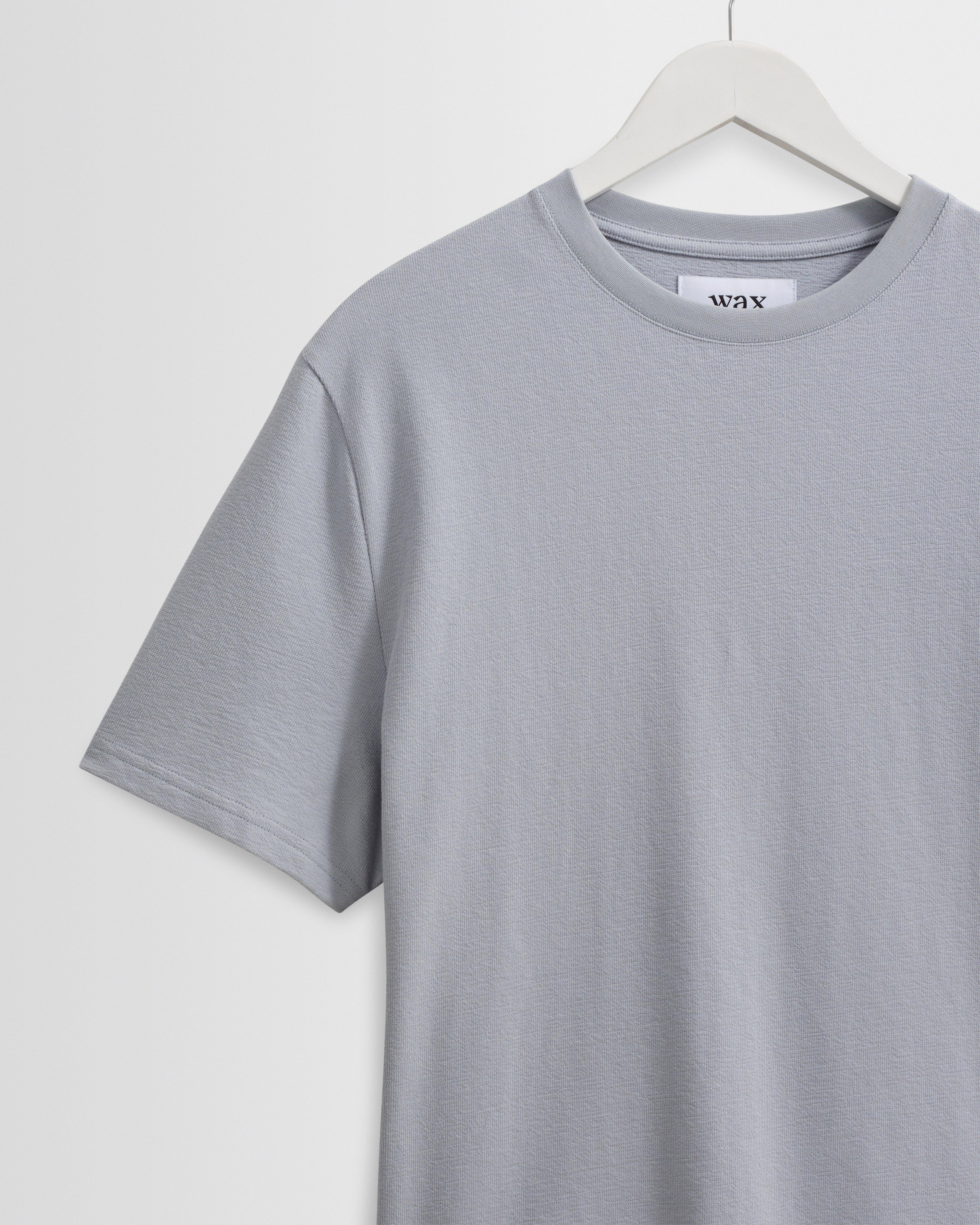 Dean - Pale Blue Textured Organic Cotton T-Shirt - Image 8