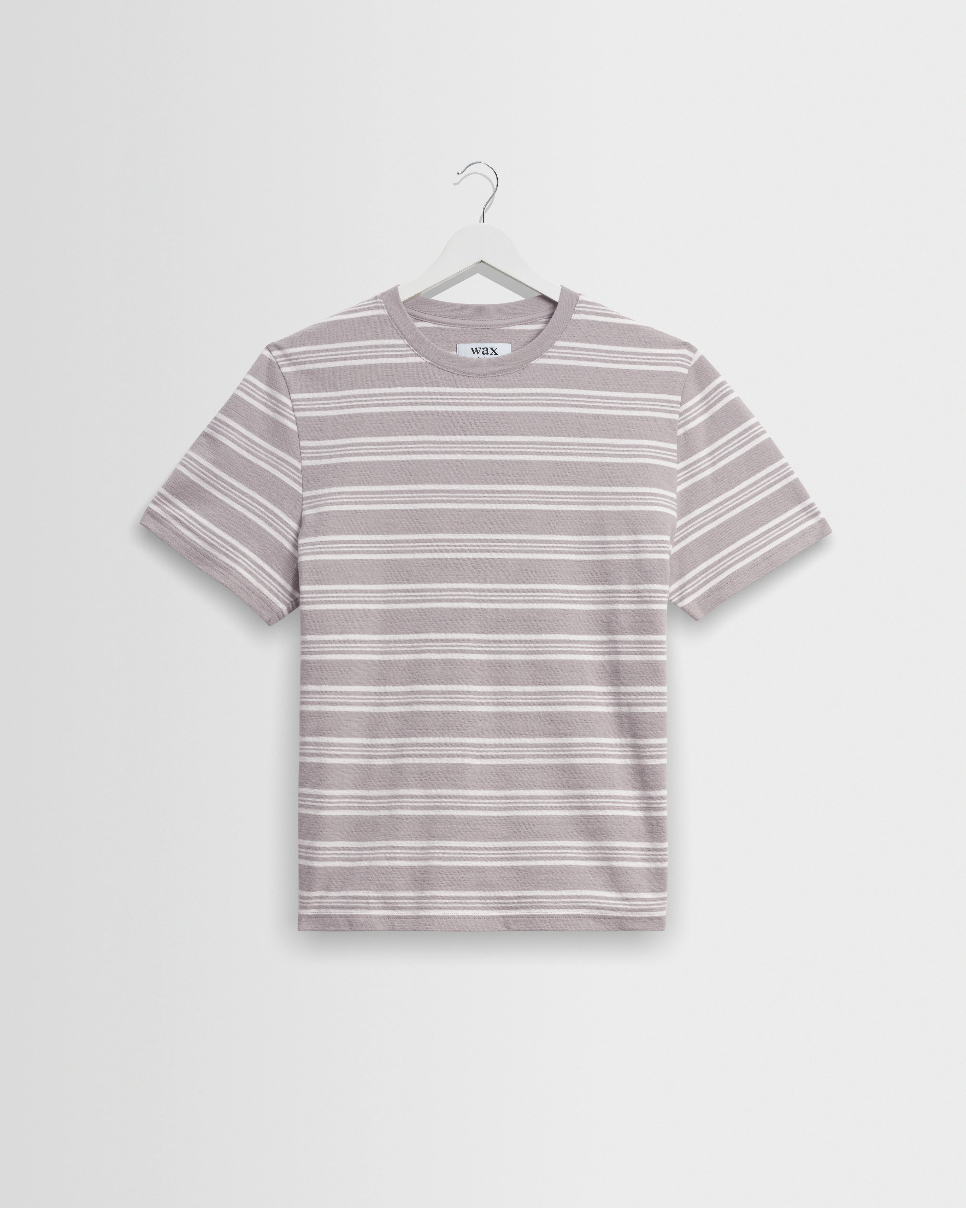 Dean - Taupe And Ecru Textured Stripe Organic Cotton T-Shirt