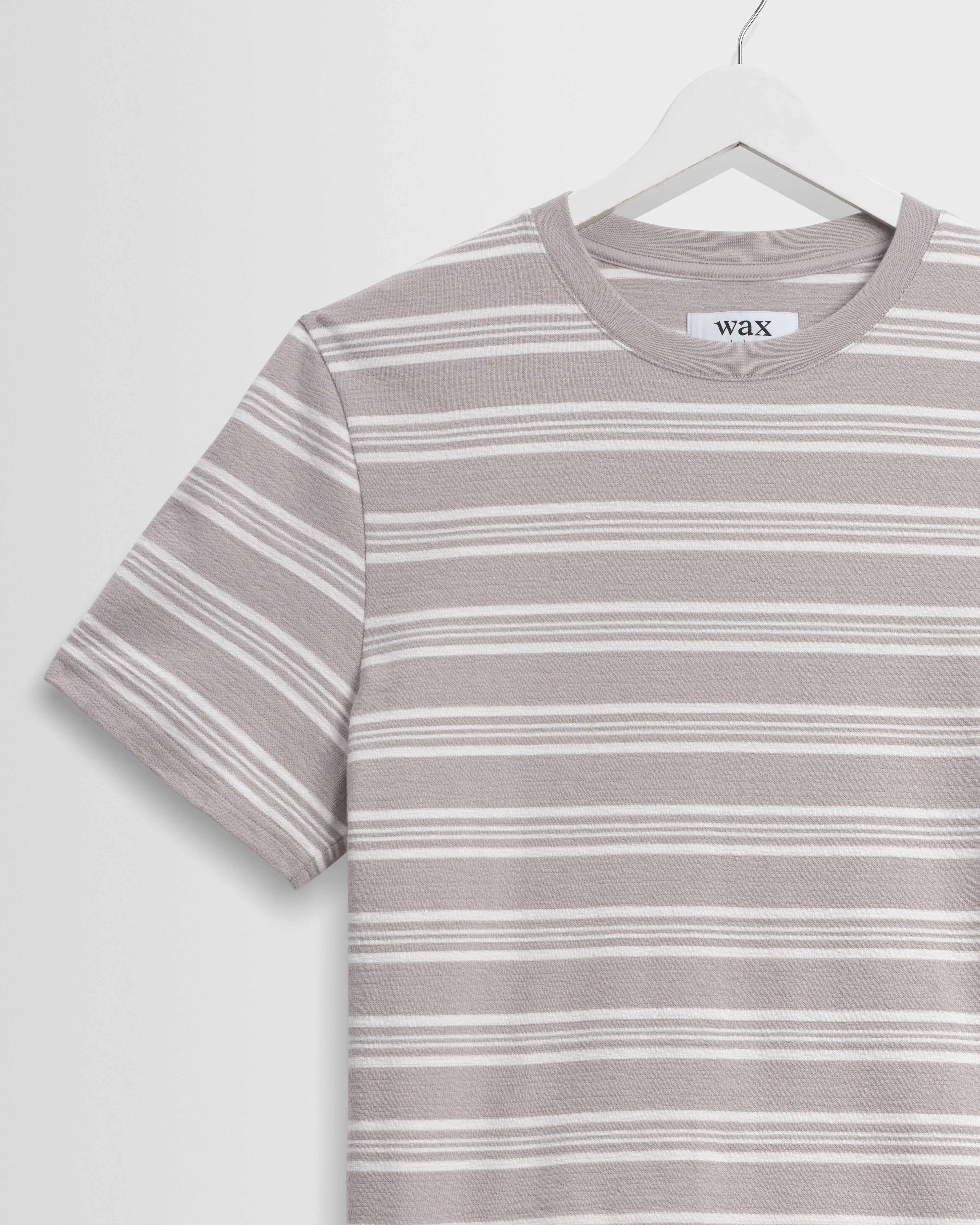 Dean - Taupe And Ecru Textured Stripe Organic Cotton T-Shirt - Image 7