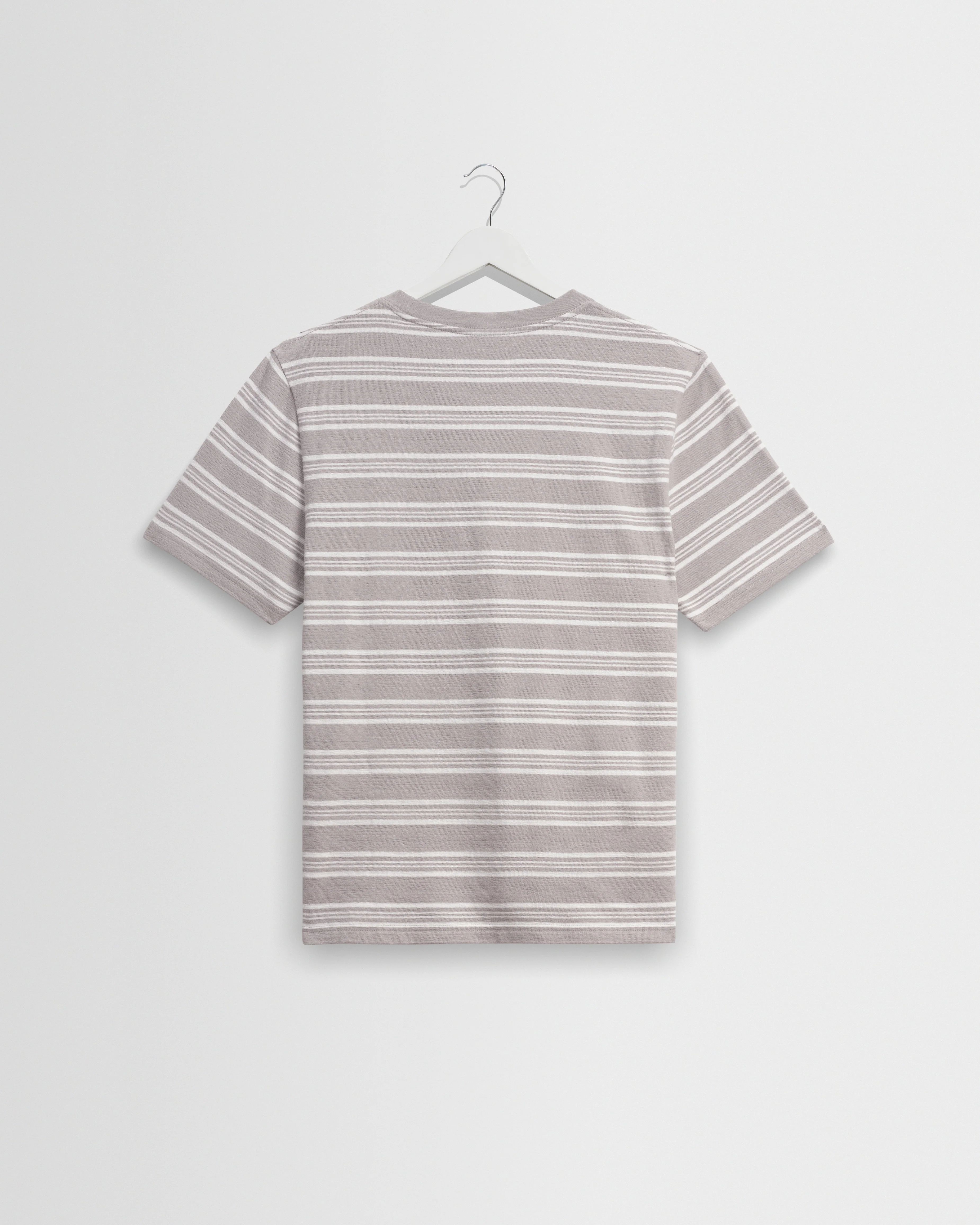 Dean - Taupe And Ecru Textured Stripe Organic Cotton T-Shirt - Image 8