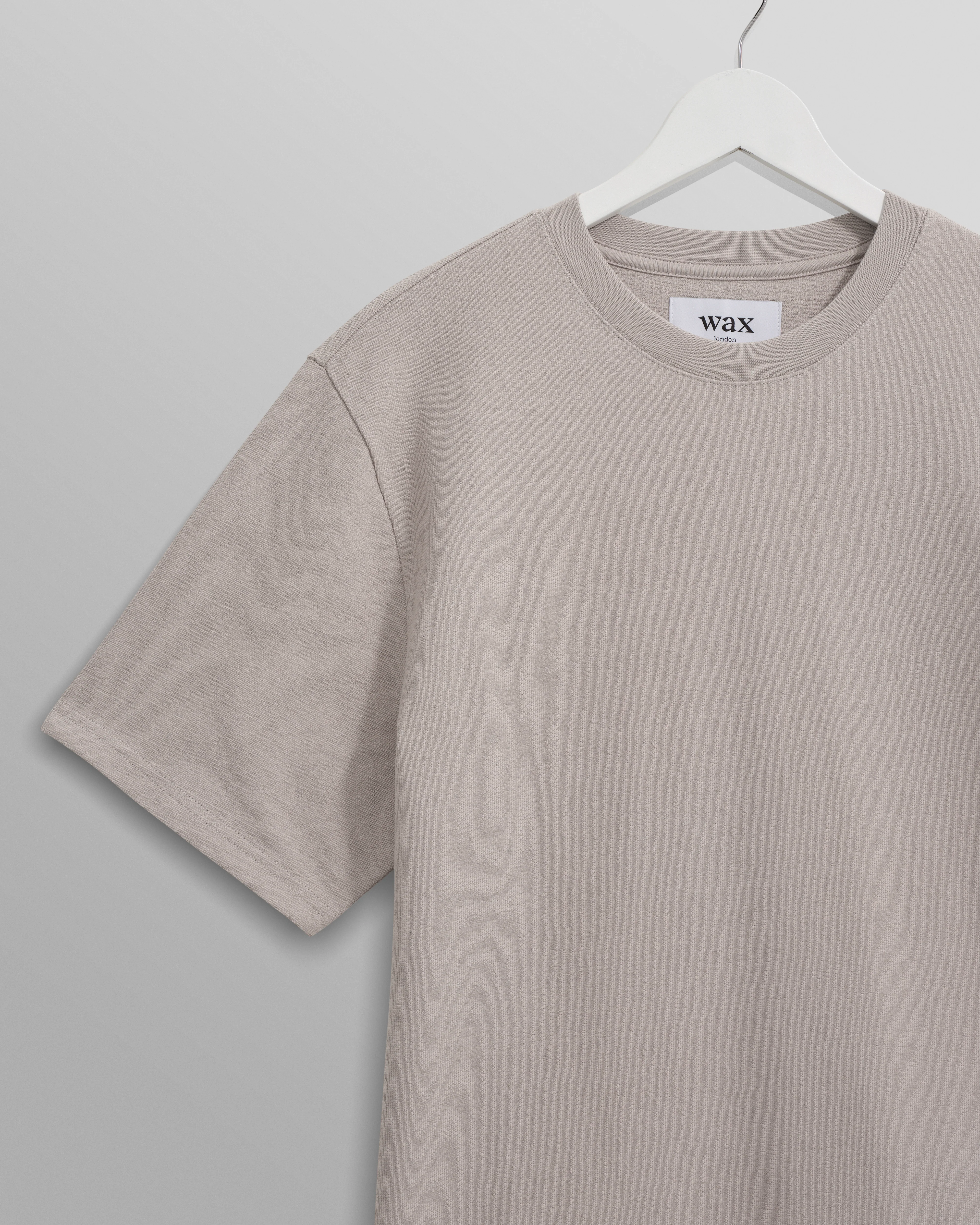 Dean - Taupe Grey Textured Organic Cotton T-Shirt - Image 8