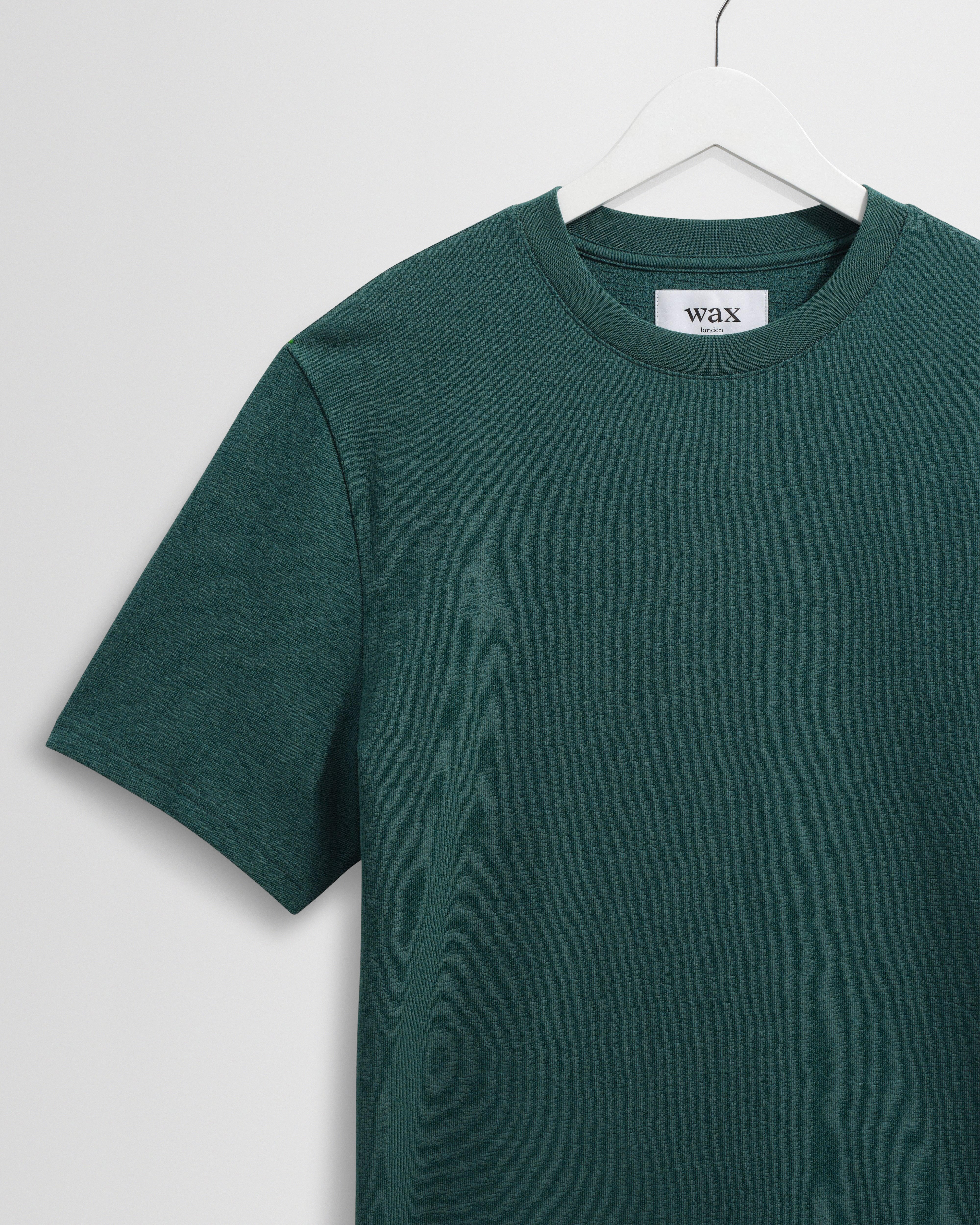Dean - Teal Textured Organic Cotton T-Shirt - Image 9