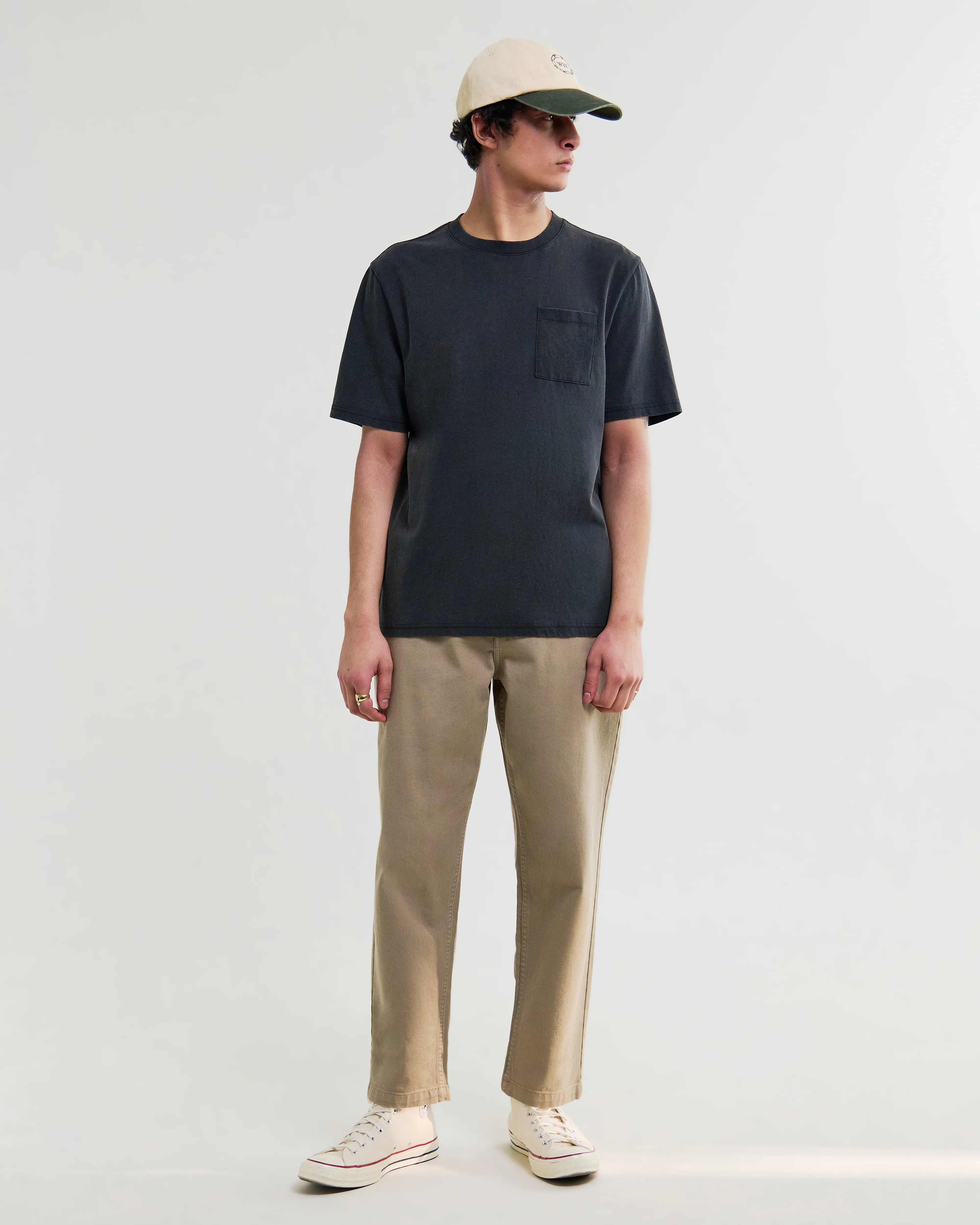 Dean - Washed Black Compact Cotton Pocket T-Shirt - Image 4