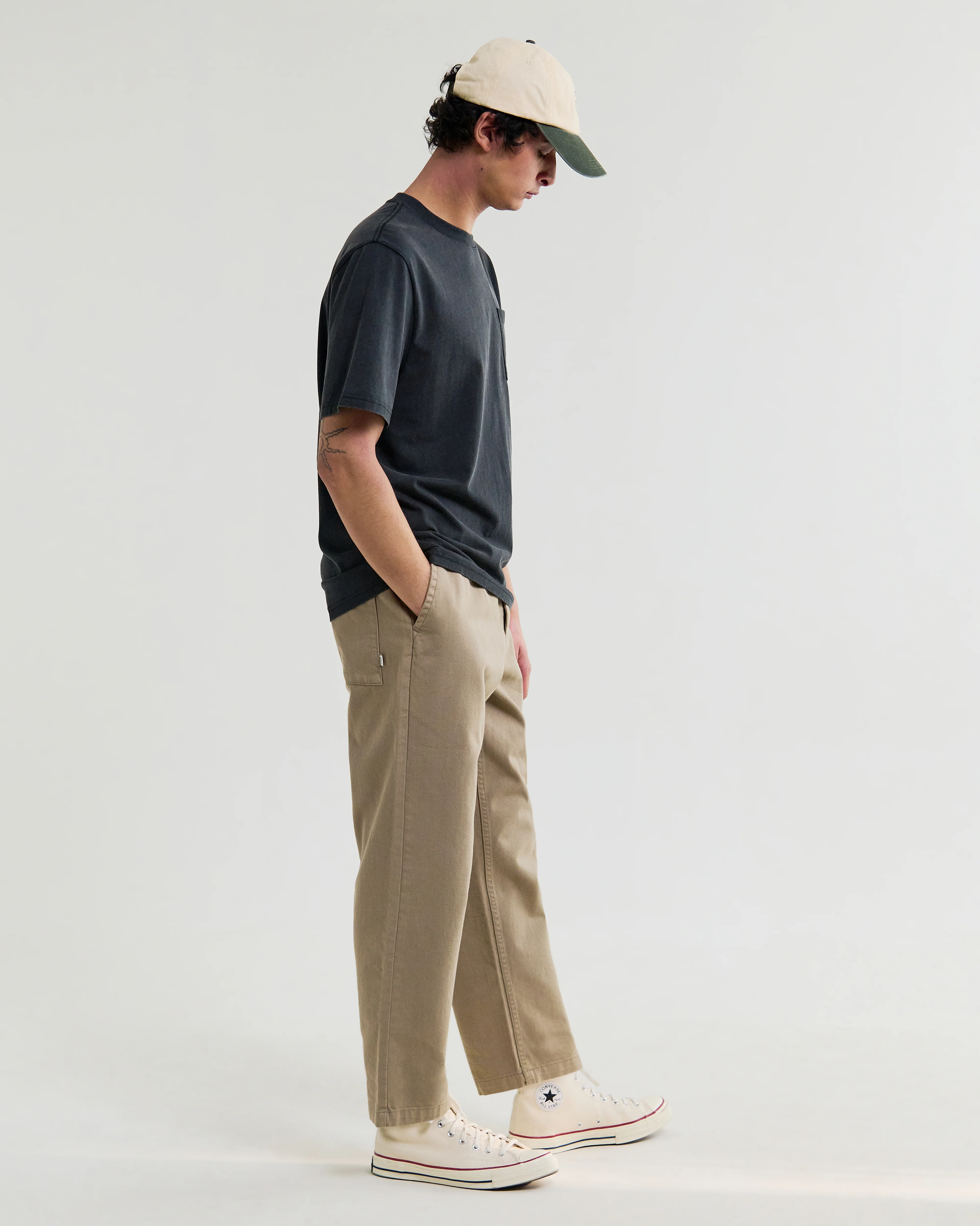 Dean - Washed Black Compact Cotton Pocket T-Shirt - Image 5