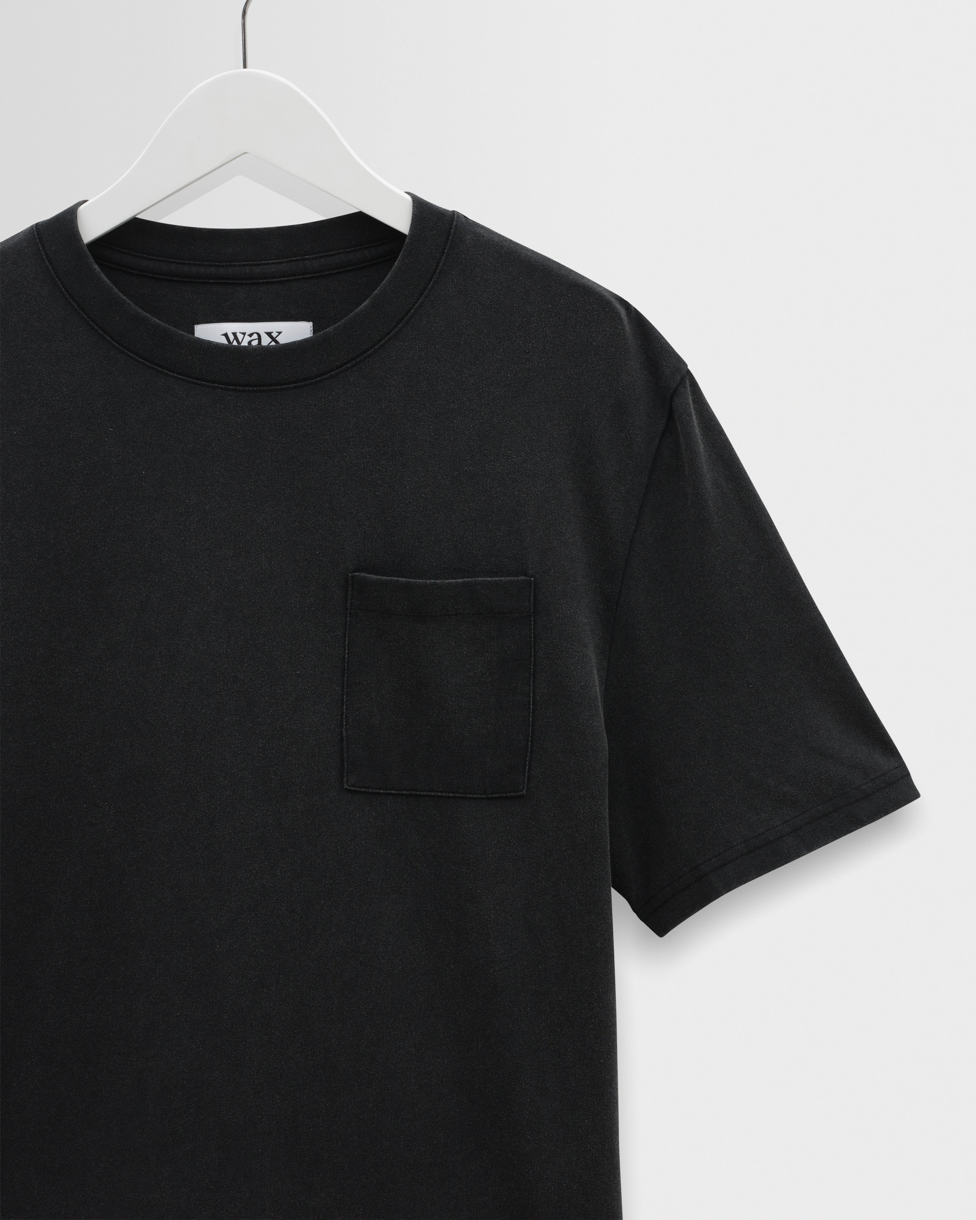 Dean - Washed Black Compact Cotton Pocket T-Shirt - Image 7