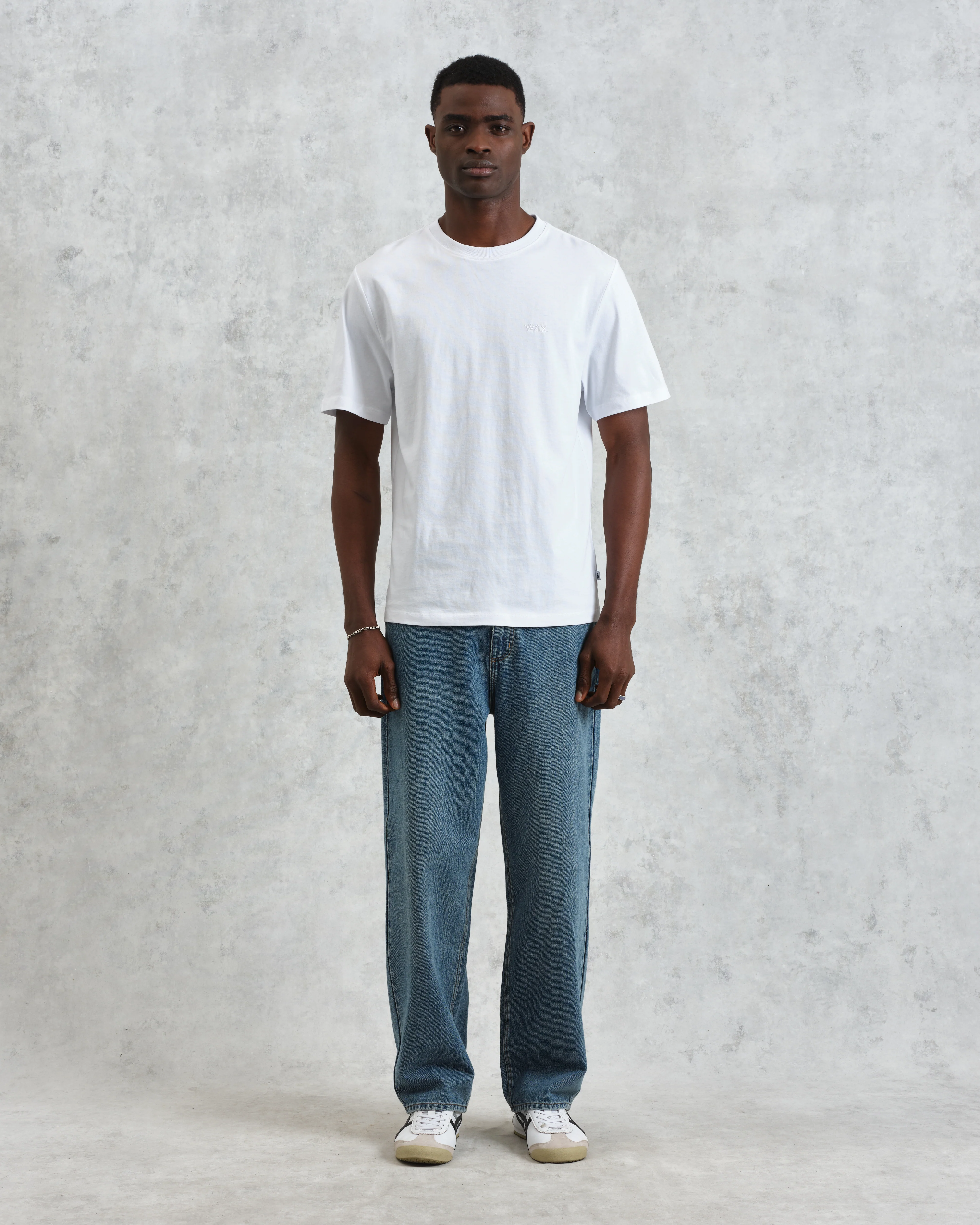 Dean - White Embroidered Logo Organic Cotton T-Shirt - Image 4