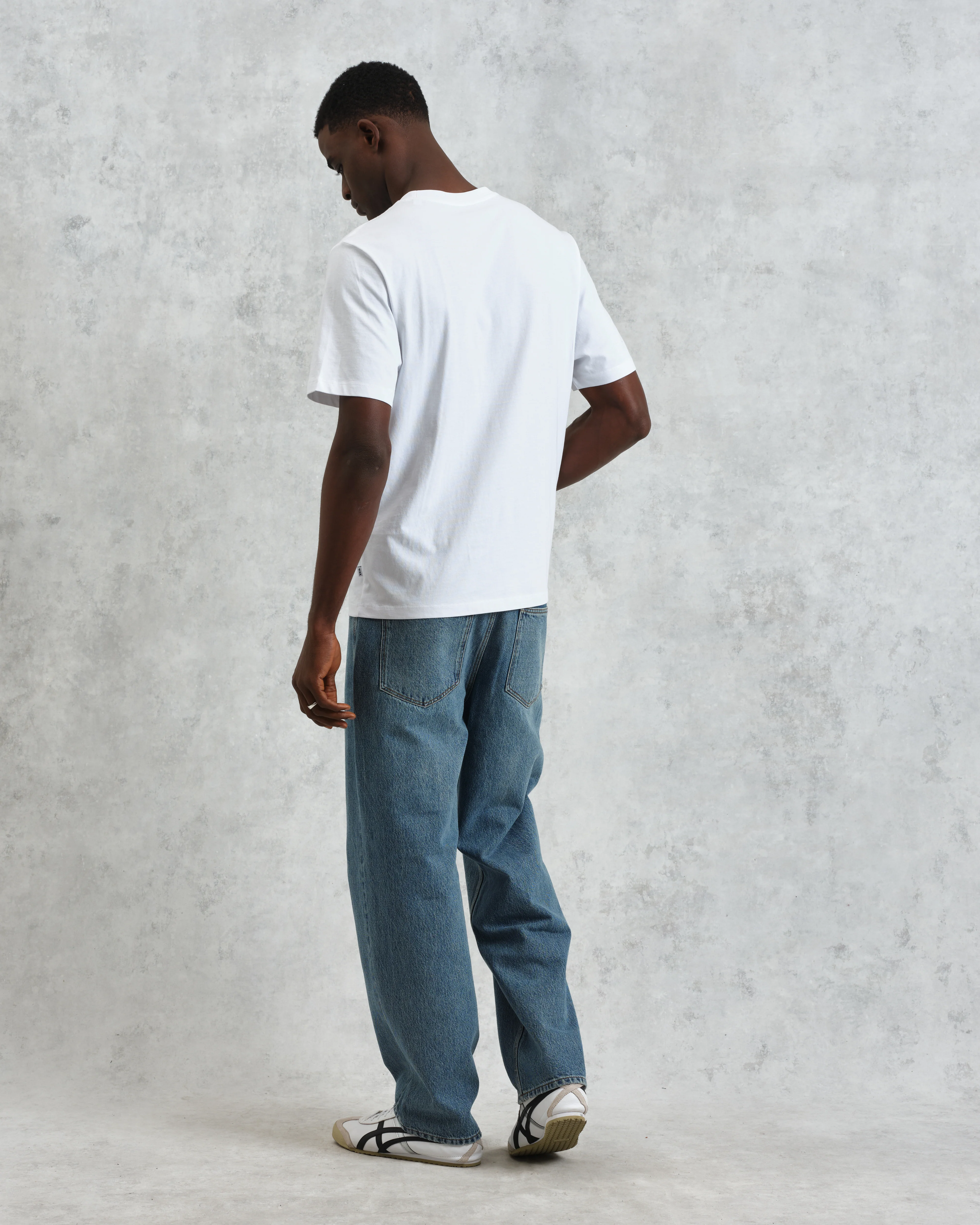 Dean - White Embroidered Logo Organic Cotton T-Shirt - Image 6