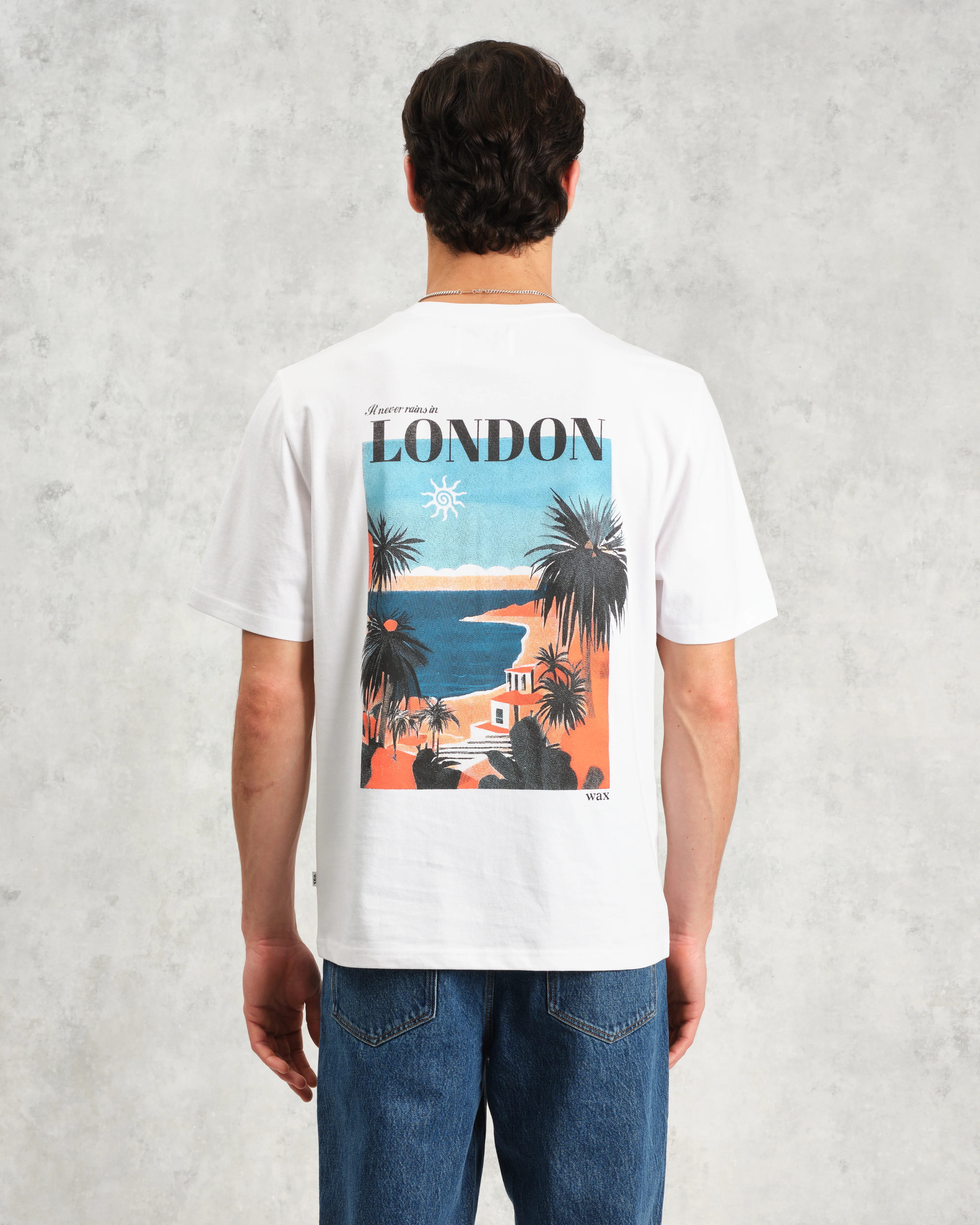 Dean - White London Postcard Graphic Organic Cotton T-Shirt - Image 2