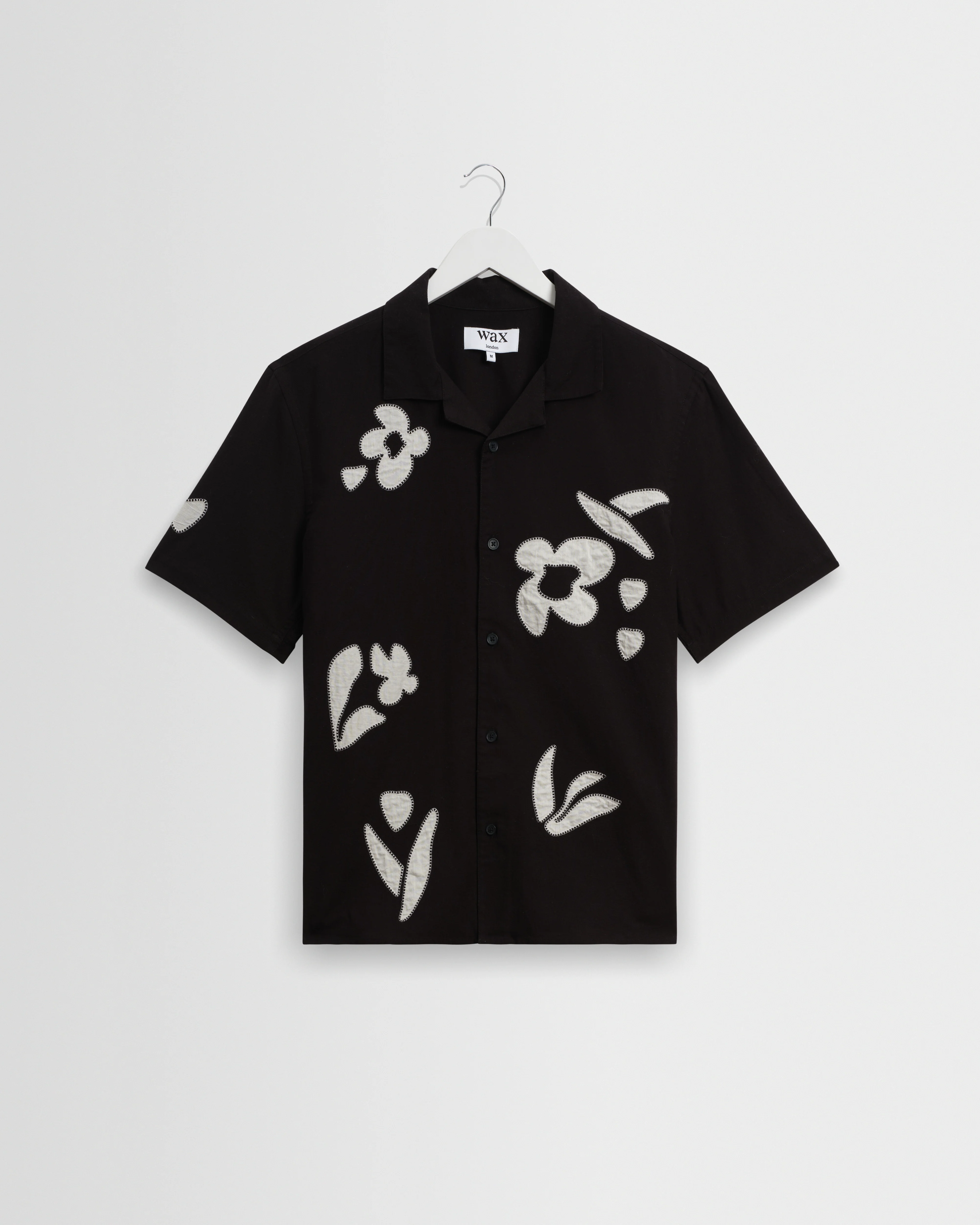 Didcot - Black And Beige Abstract Applique Short-Sleeve Shirt