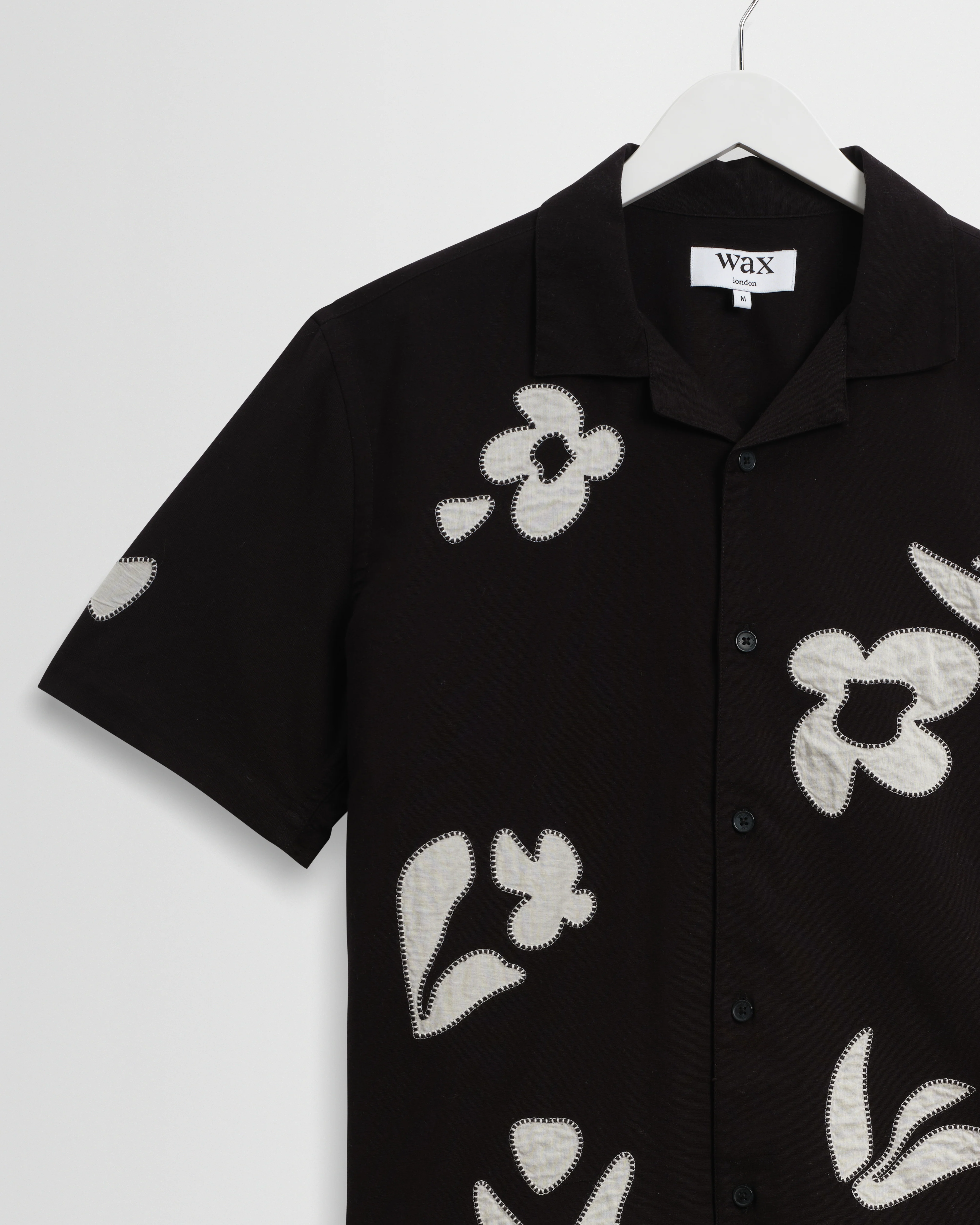 Didcot - Black And Beige Abstract Applique Short-Sleeve Shirt - Image 7