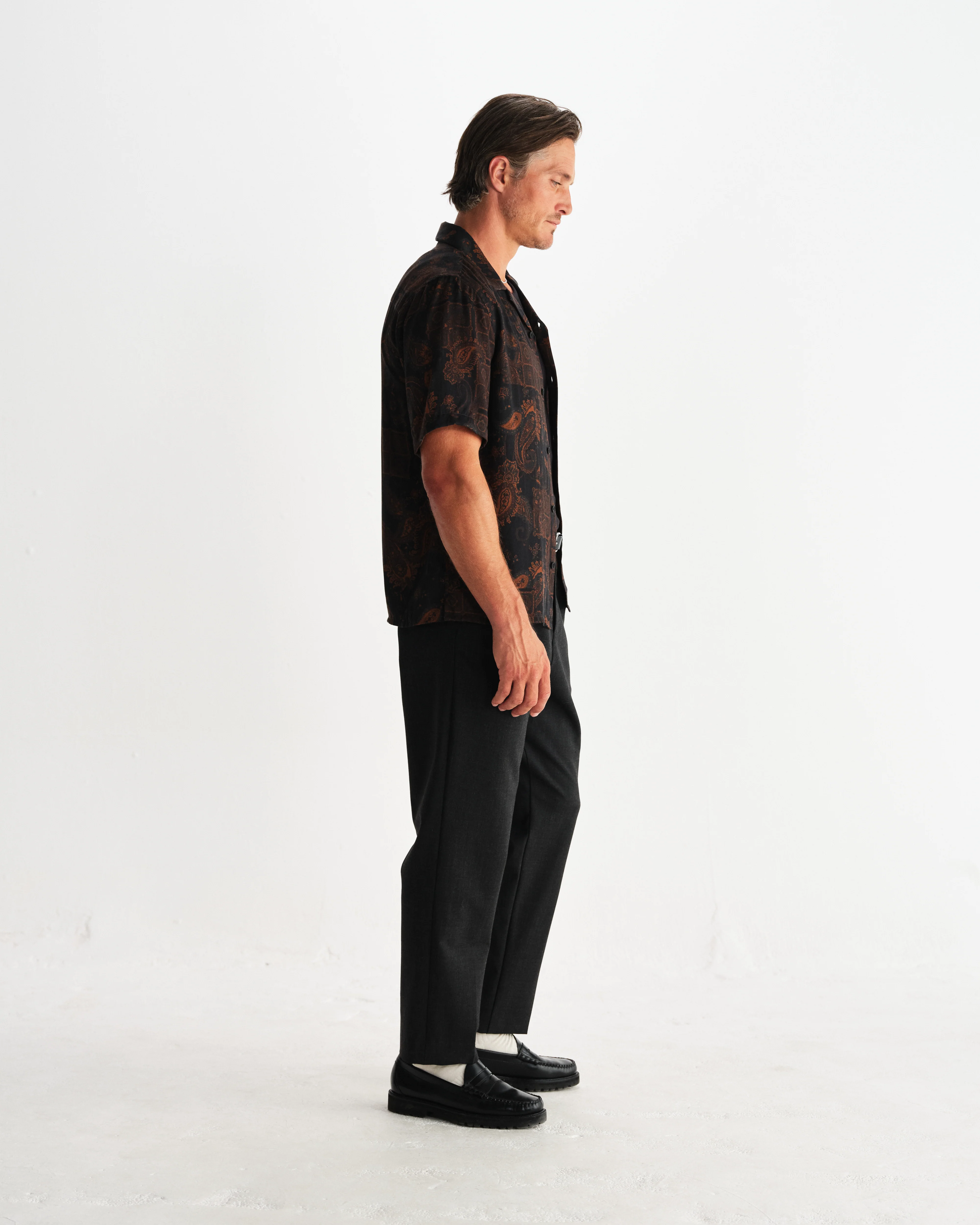 Didcot - Black And Brown Paisley Short-Sleeve Shirt - Image 5