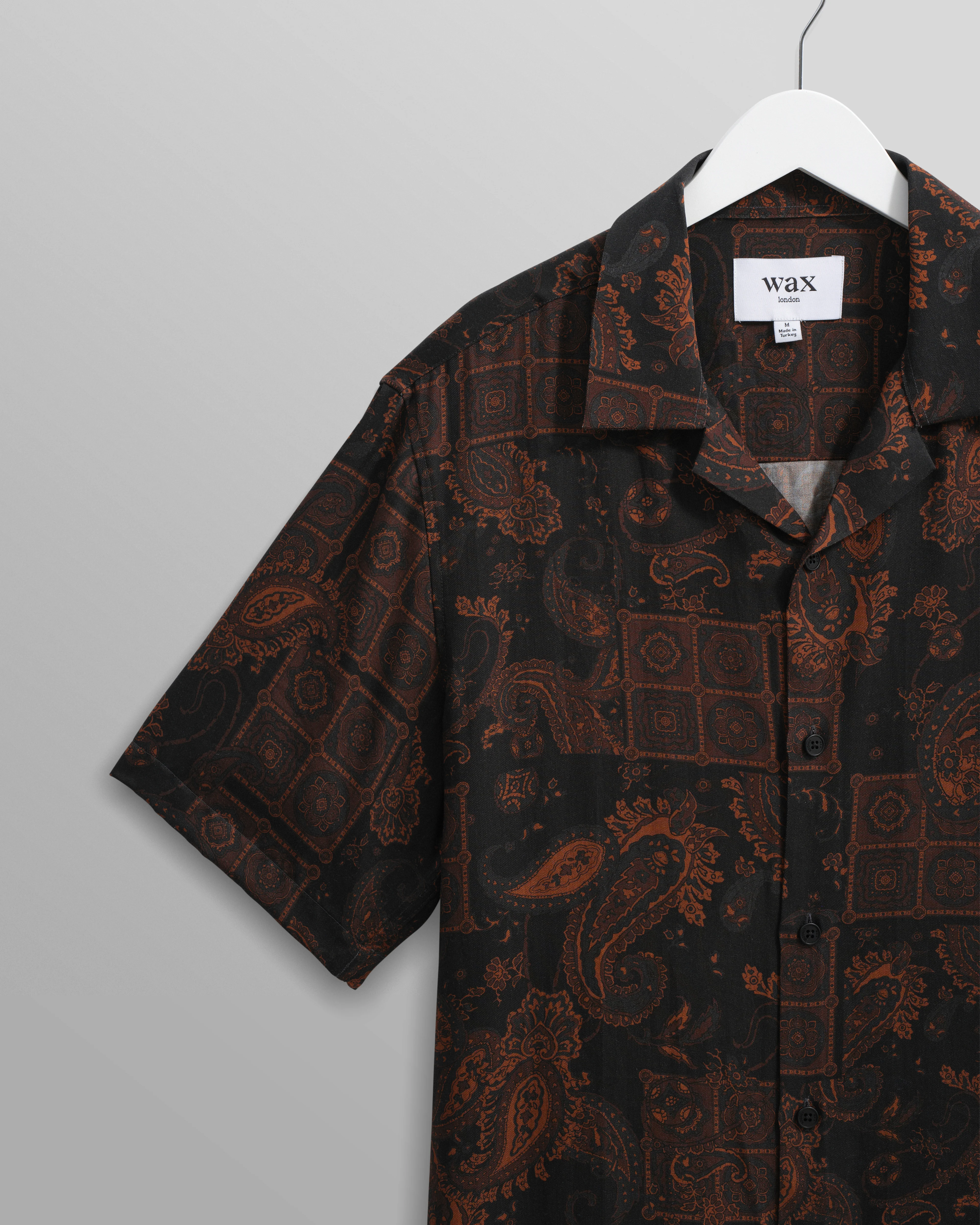 Didcot - Black And Brown Paisley Short-Sleeve Shirt - Image 7