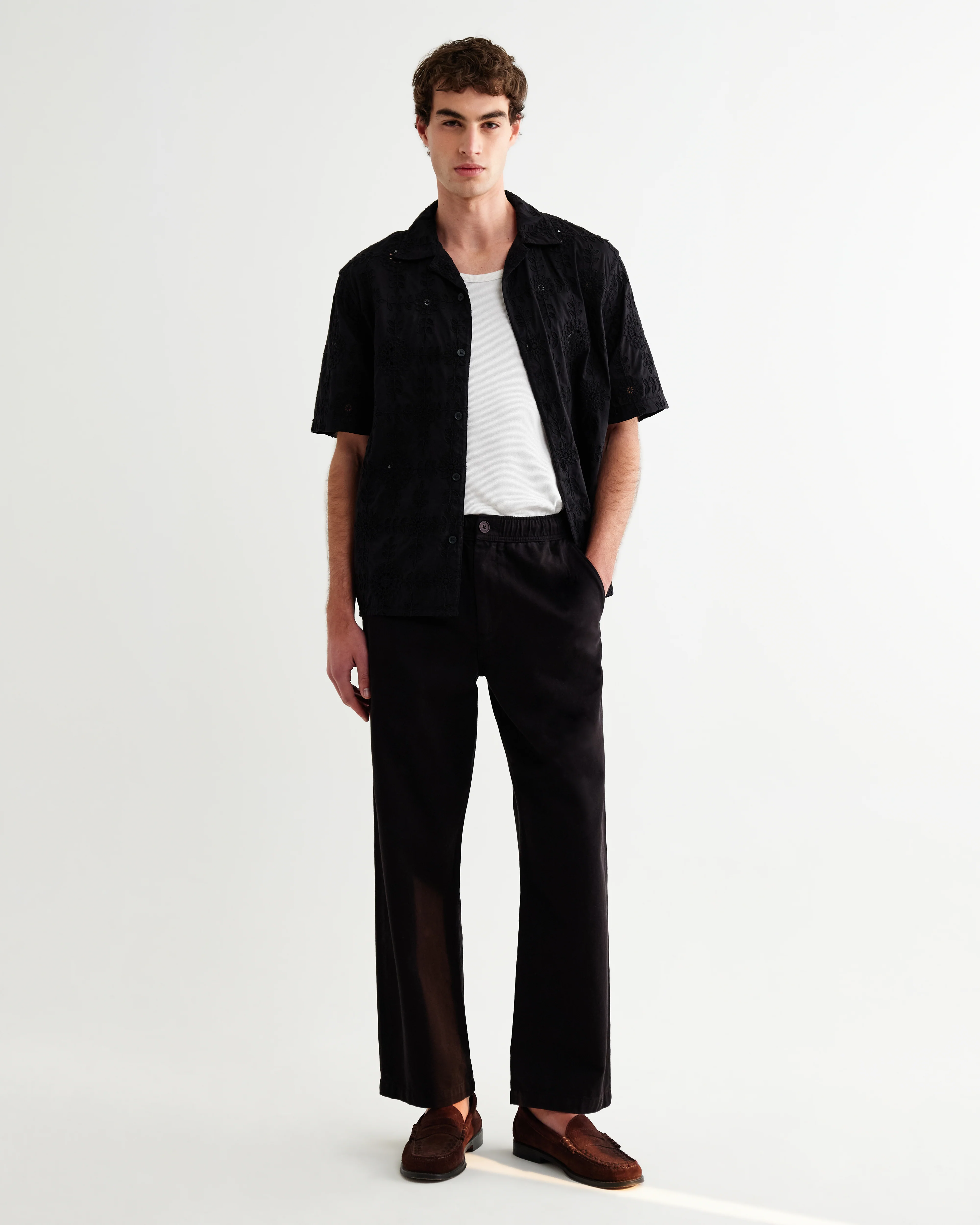 Didcot - Black Corded Lace Short-Sleeve Shirt - Image 5