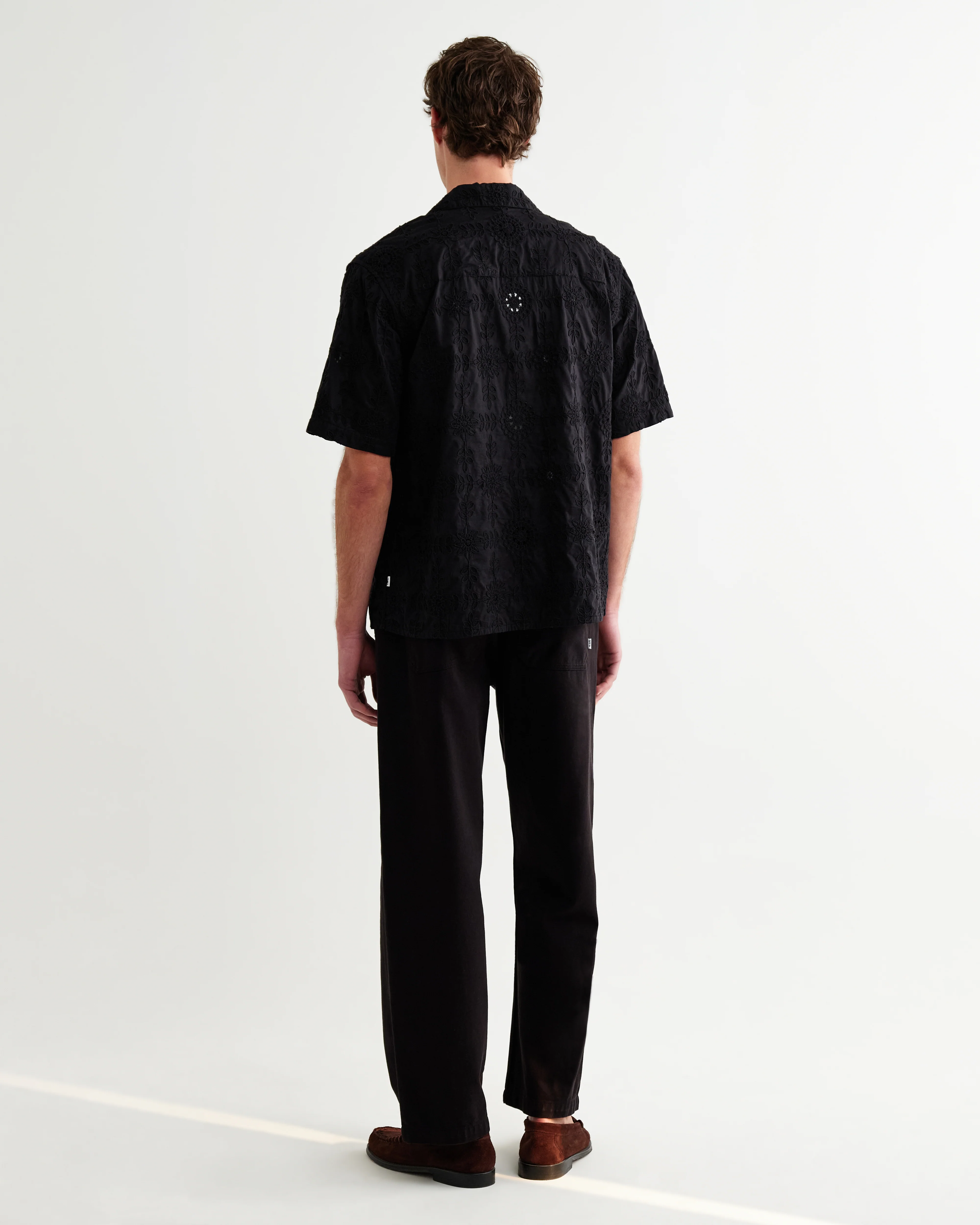 Didcot - Black Corded Lace Short-Sleeve Shirt - Image 7