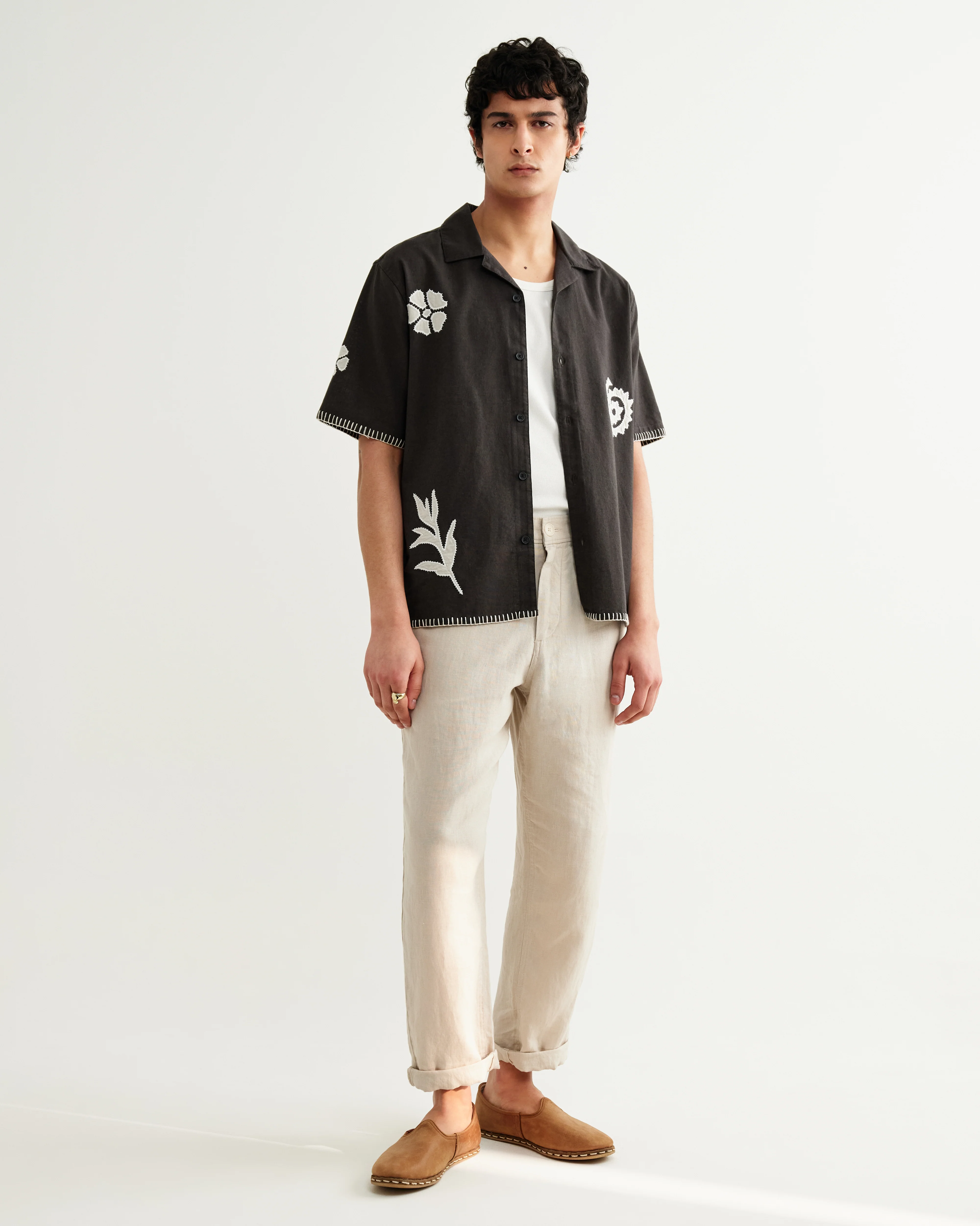 Didcot - Black Doodle Applique Short-Sleeve Shirt - Image 3