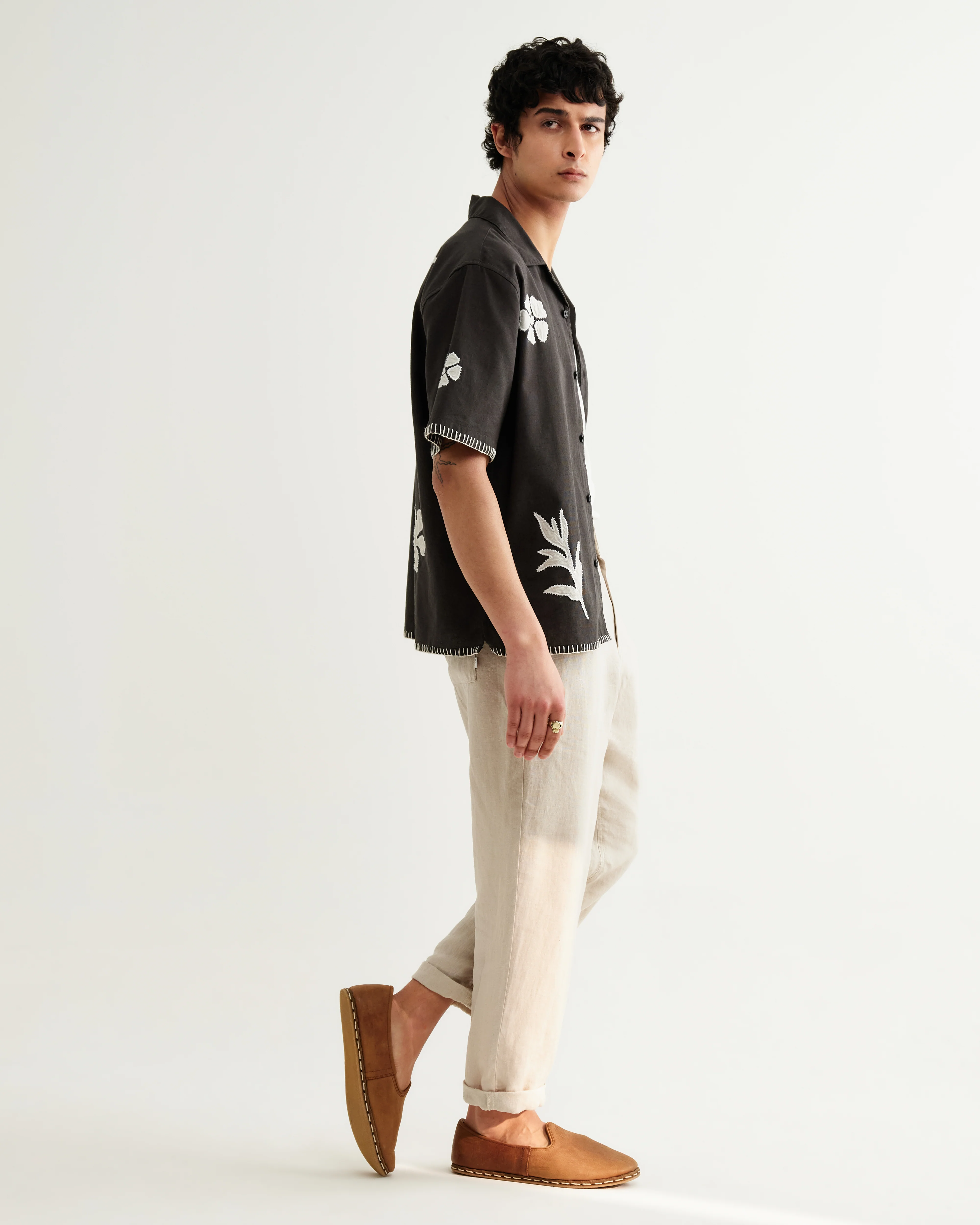 Didcot - Black Doodle Applique Short-Sleeve Shirt - Image 4