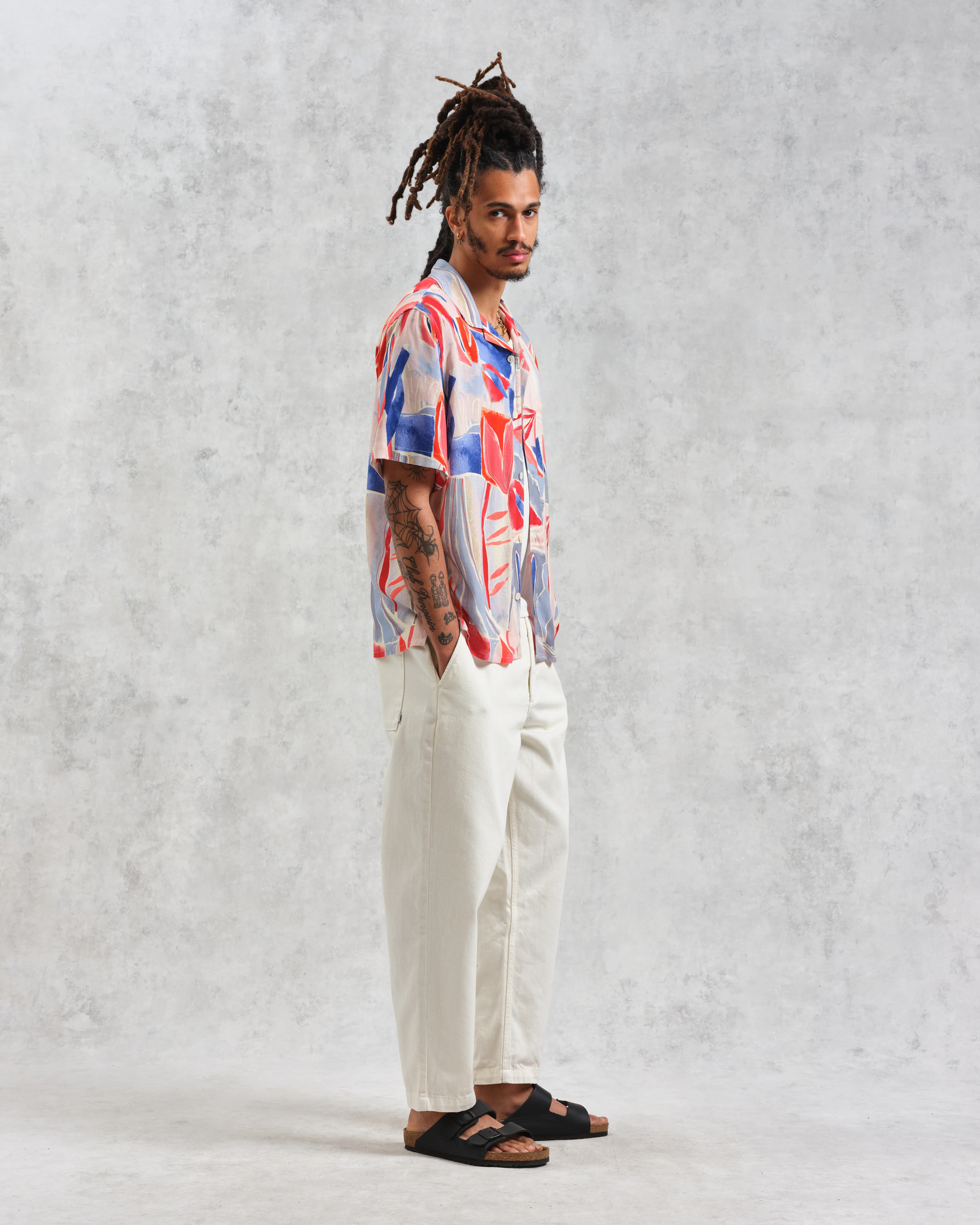 Didcot - Blue And Pink Abstract Short-Sleeve Shirt - Image 5