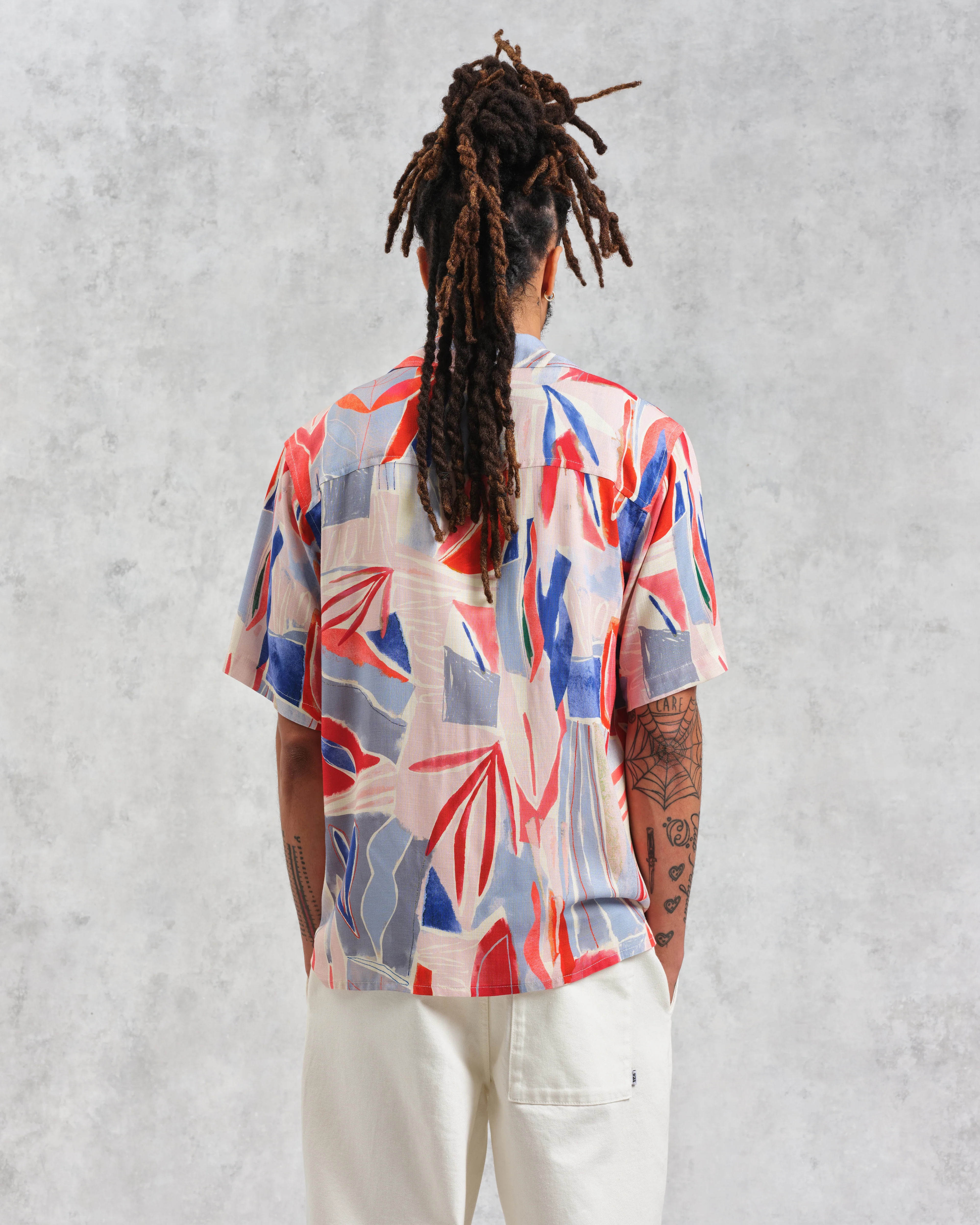 Didcot - Blue And Pink Abstract Short-Sleeve Shirt - Image 7