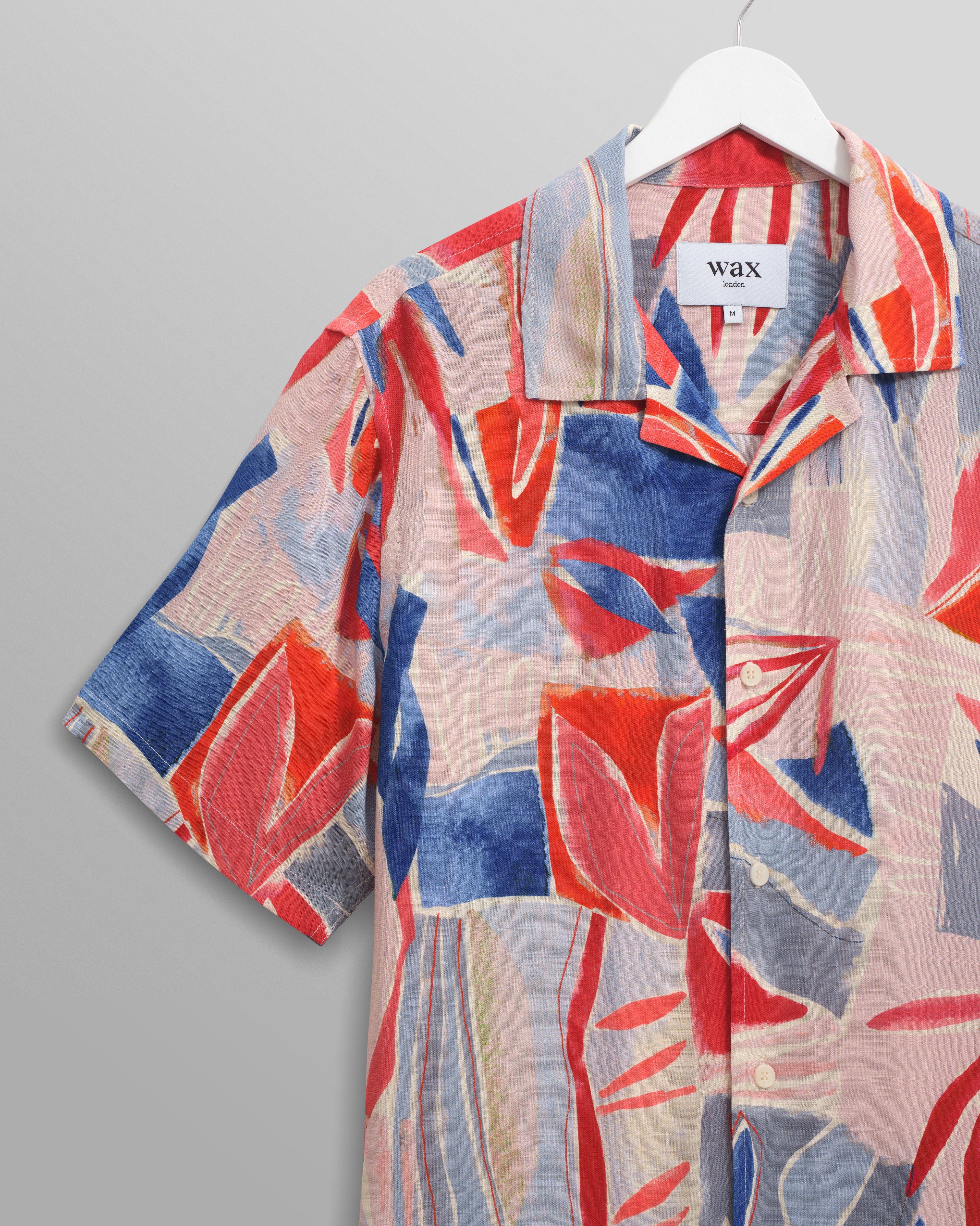 Didcot - Blue And Pink Abstract Short-Sleeve Shirt - Image 8