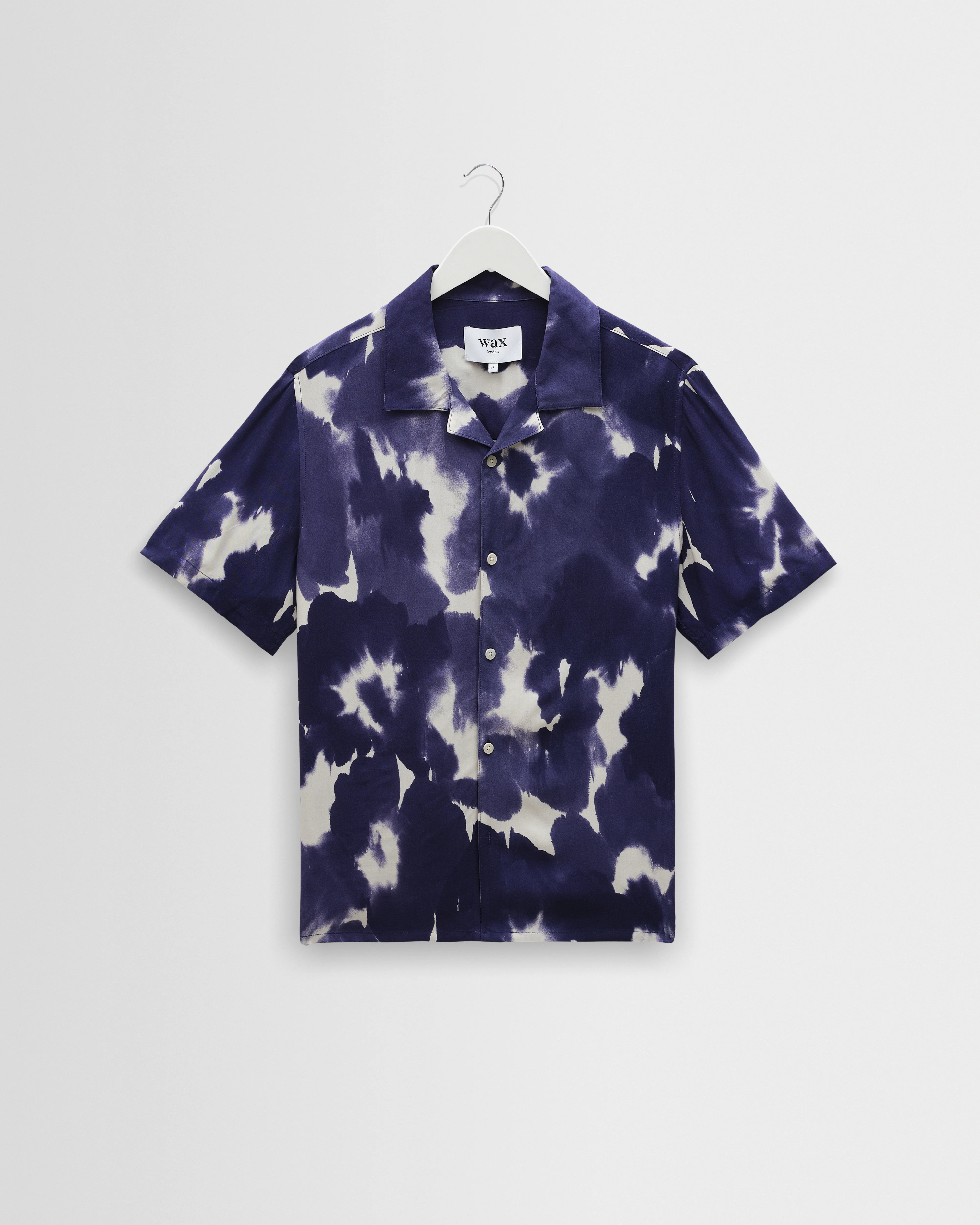 Didcot - Blue And White Floral Viscose Short-Sleeve Shirt