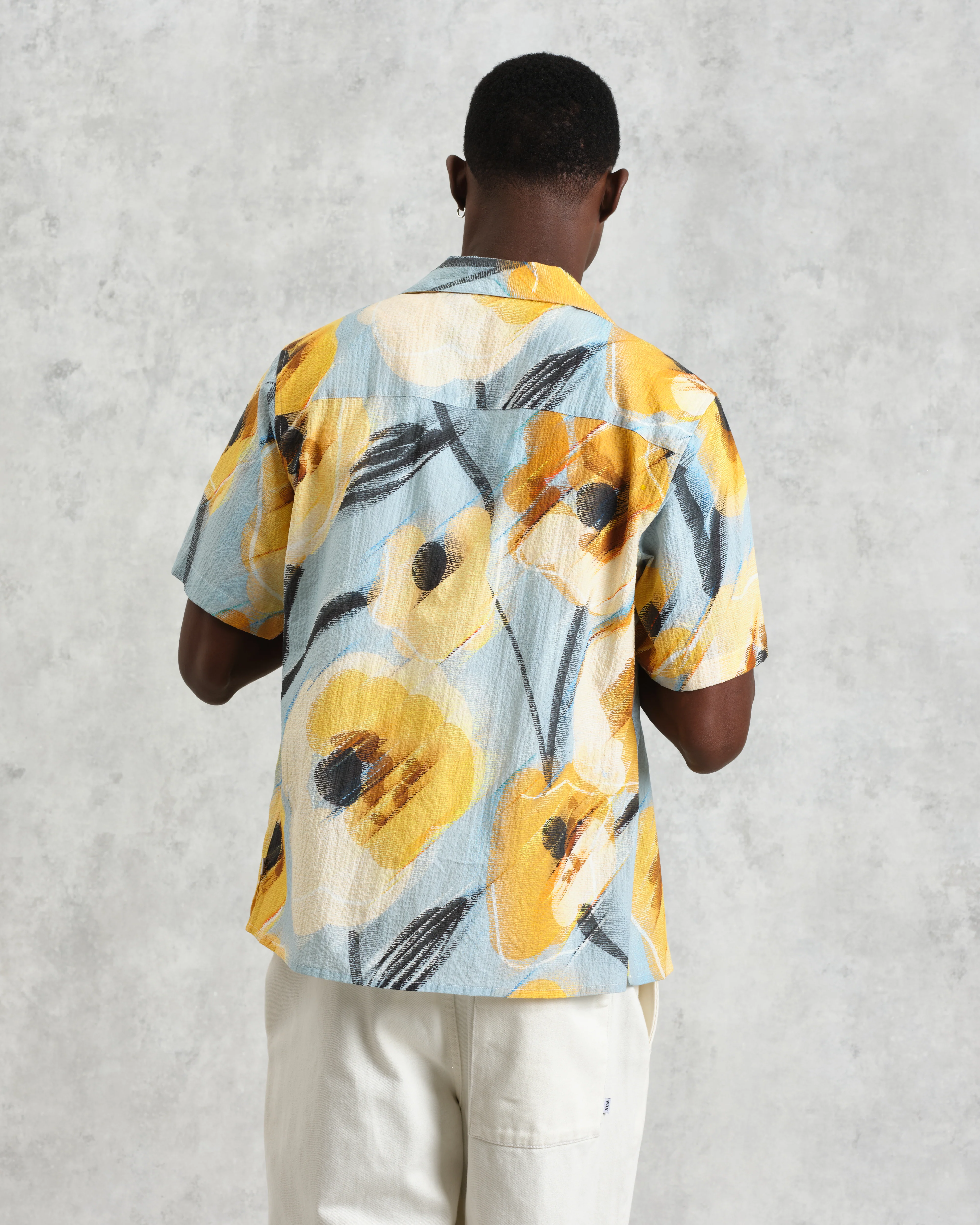 Didcot - Blue And Yellow Abstract Poppy Short-Sleeve Shirt - Image 8